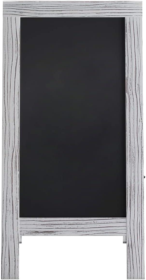 imageFlash Furniture Canterbury Magnetic Chalkboard Sign Robin Blue Wood Frame 30quot x 20quot Freestanding Double Sided Magnetic Chalkboard Surface IndoorOutdoorWhite Wash