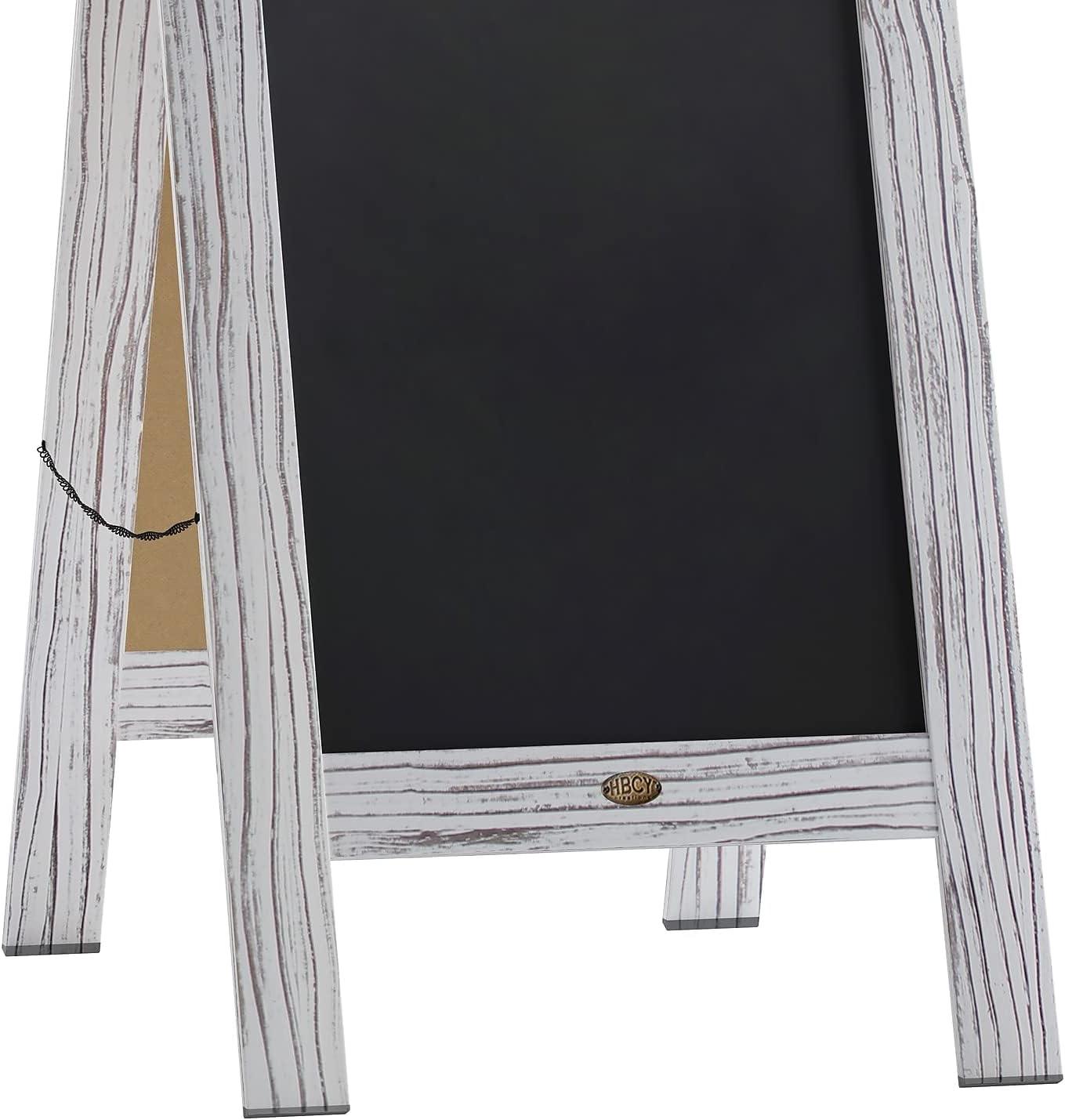 imageFlash Furniture Canterbury Magnetic Chalkboard Sign Robin Blue Wood Frame 30quot x 20quot Freestanding Double Sided Magnetic Chalkboard Surface IndoorOutdoorWhite Wash