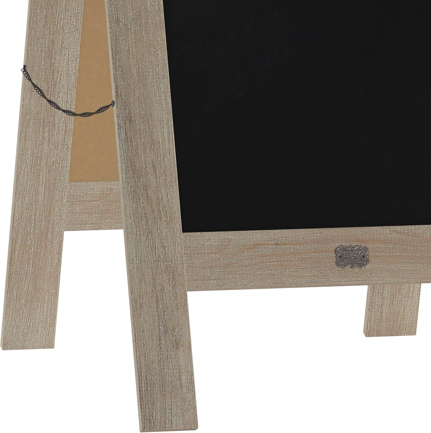 imageFlash Furniture Canterbury Magnetic Chalkboard Sign Robin Blue Wood Frame 30quot x 20quot Freestanding Double Sided Magnetic Chalkboard Surface IndoorOutdoorWeathered Brown