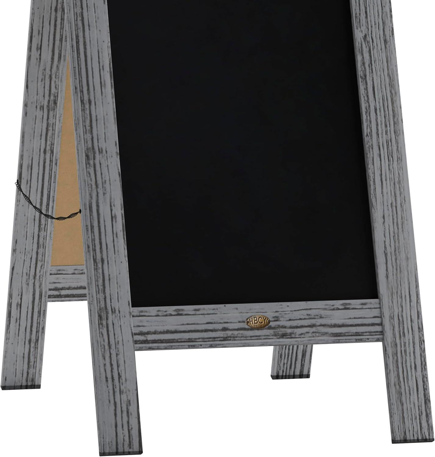 imageFlash Furniture Canterbury Magnetic Chalkboard Sign Robin Blue Wood Frame 30quot x 20quot Freestanding Double Sided Magnetic Chalkboard Surface IndoorOutdoorGray Wash