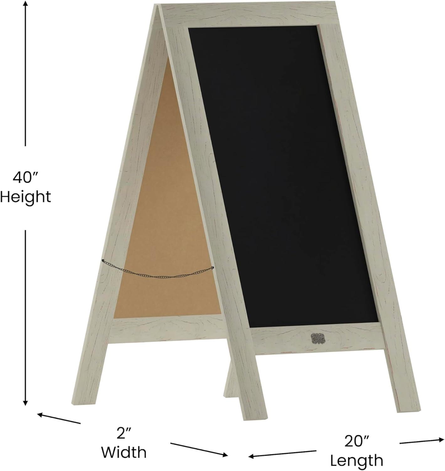 imageFlash Furniture Canterbury Magnetic Chalkboard Sign Robin Blue Wood Frame 30quot x 20quot Freestanding Double Sided Magnetic Chalkboard Surface IndoorOutdoorWhite