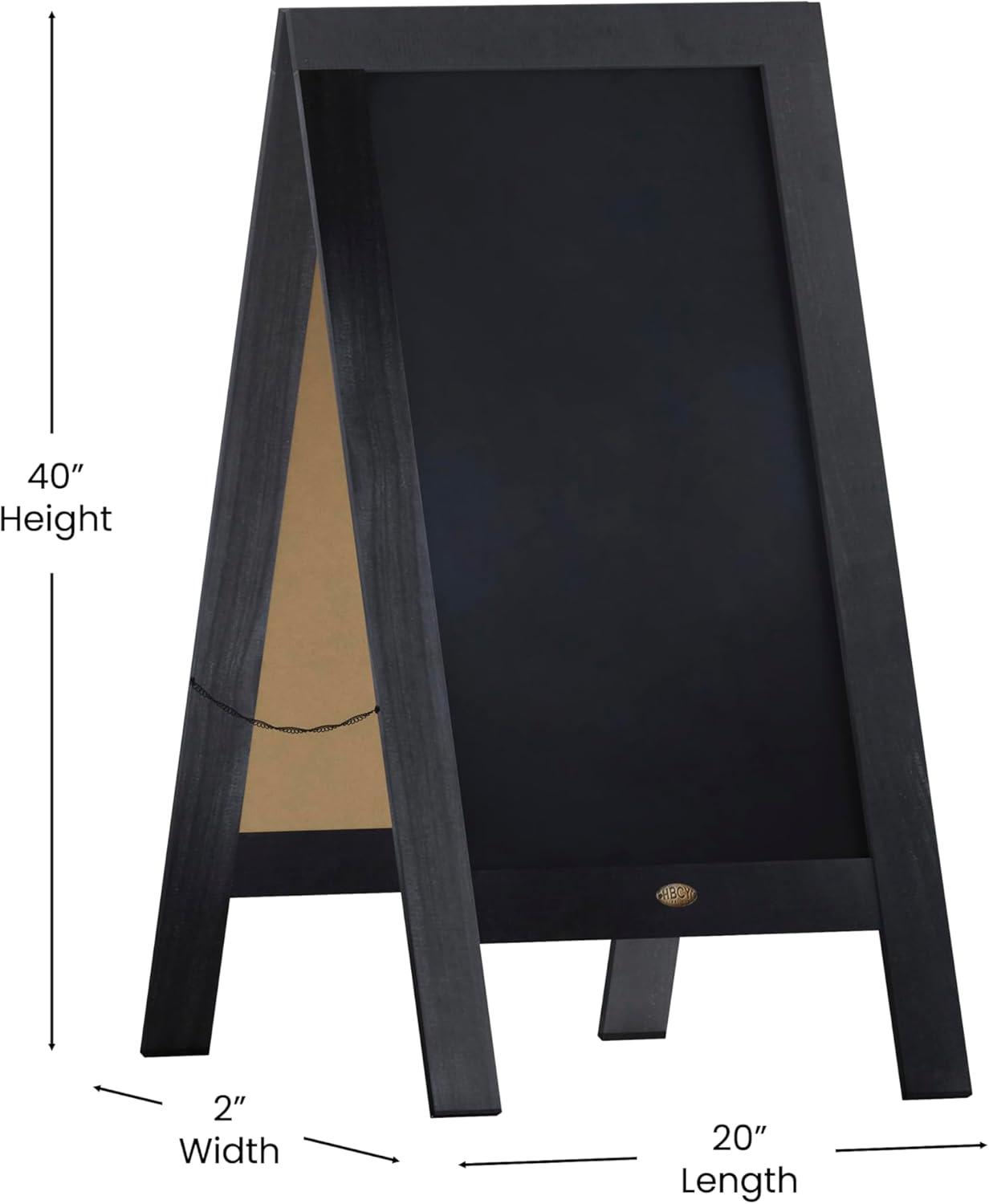 imageFlash Furniture Canterbury Magnetic Chalkboard Sign Robin Blue Wood Frame 30quot x 20quot Freestanding Double Sided Magnetic Chalkboard Surface IndoorOutdoorBlack