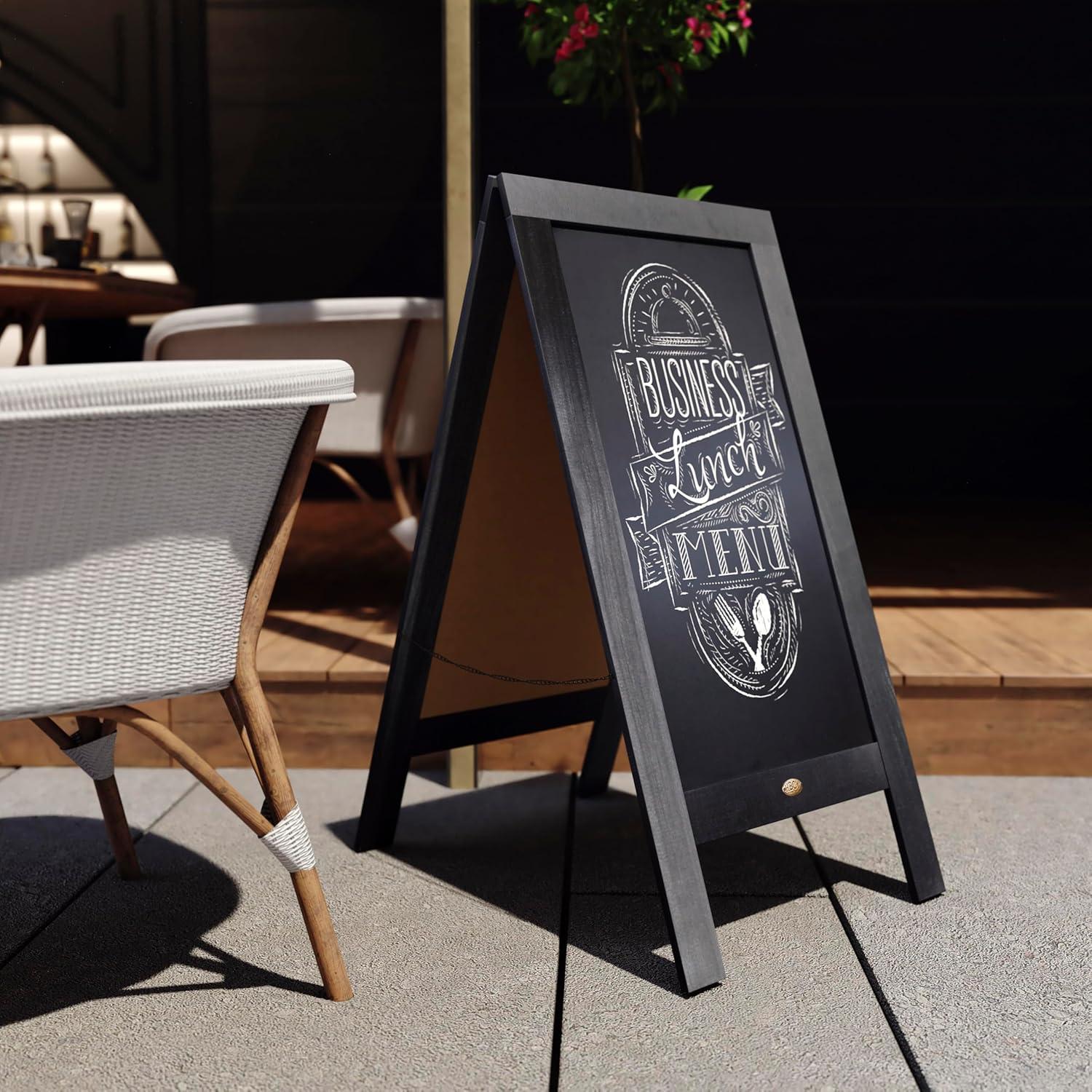 imageFlash Furniture Canterbury Magnetic Chalkboard Sign Robin Blue Wood Frame 30quot x 20quot Freestanding Double Sided Magnetic Chalkboard Surface IndoorOutdoorBlack