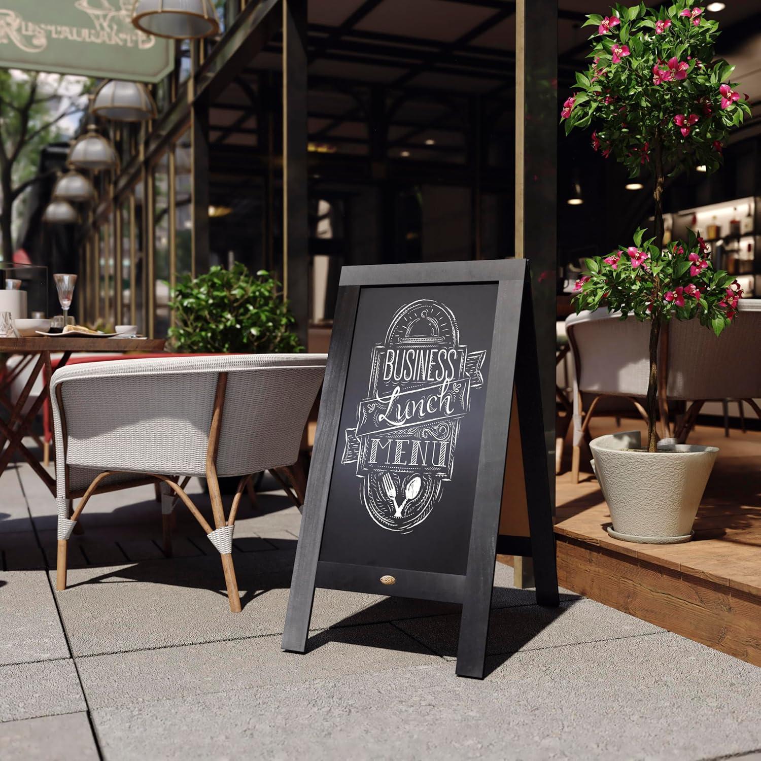 imageFlash Furniture Canterbury Magnetic Chalkboard Sign Robin Blue Wood Frame 30quot x 20quot Freestanding Double Sided Magnetic Chalkboard Surface IndoorOutdoorBlack