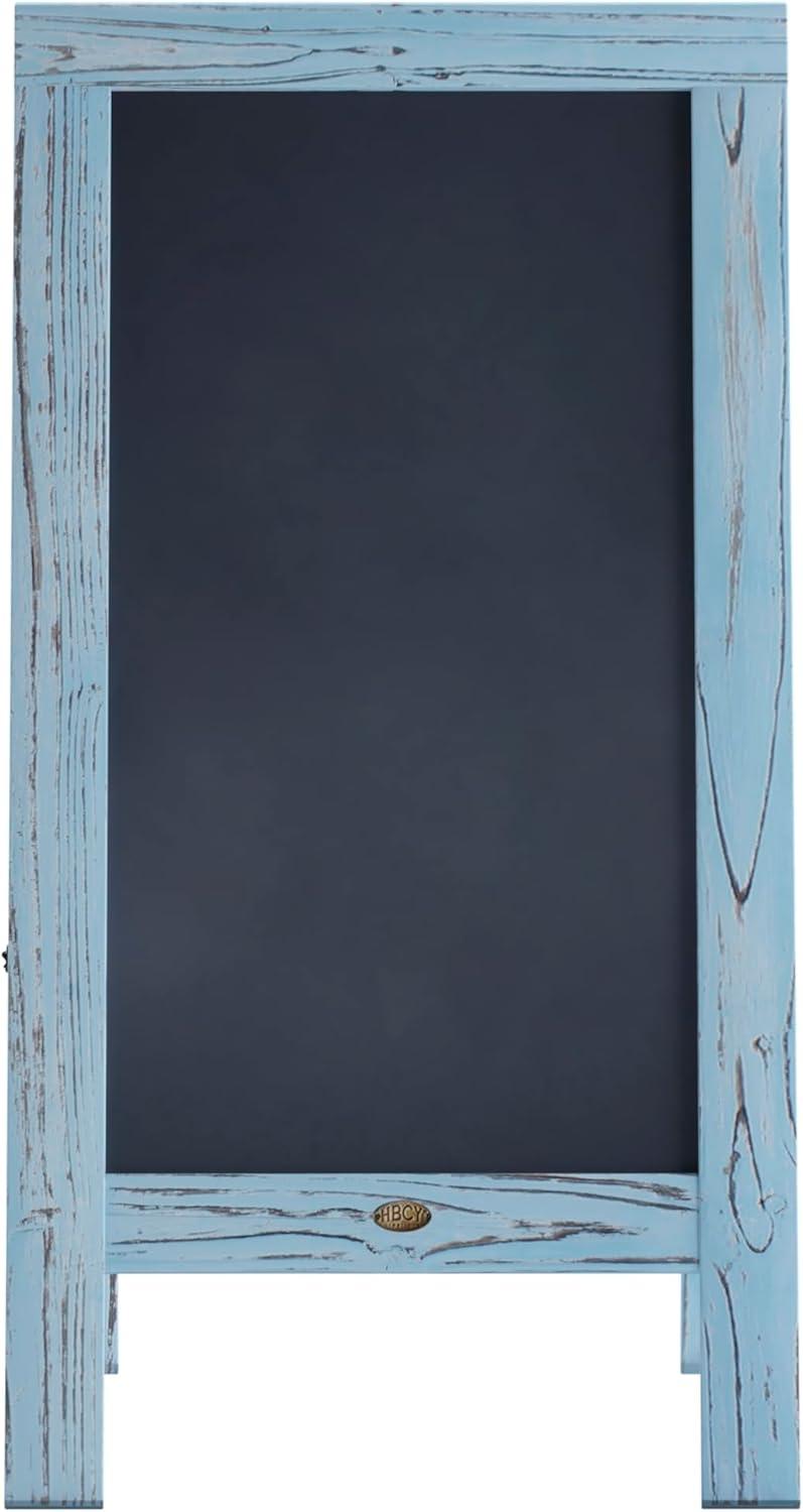 imageFlash Furniture Canterbury Magnetic Chalkboard Sign Robin Blue Wood Frame 30quot x 20quot Freestanding Double Sided Magnetic Chalkboard Surface IndoorOutdoorRobin Blue
