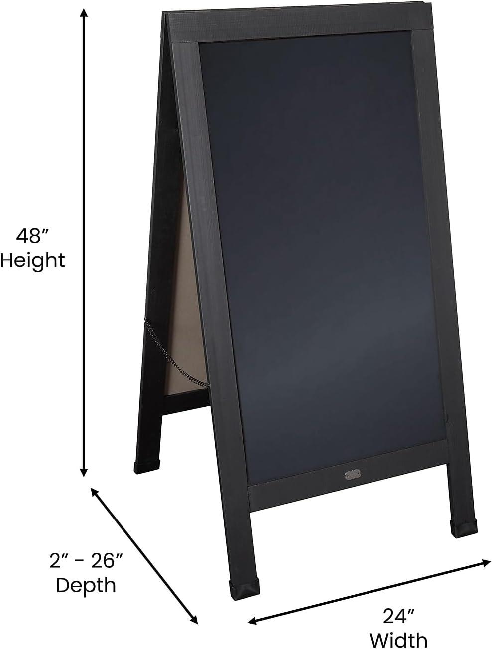 imageFlash Furniture Canterbury Magnetic Chalkboard Sign Set Whitewashed Wood Frame 48quot x 24quot IndoorOutdoor Includes 8 Chalk Markers 10 Stencils 2 MagnetsBlack