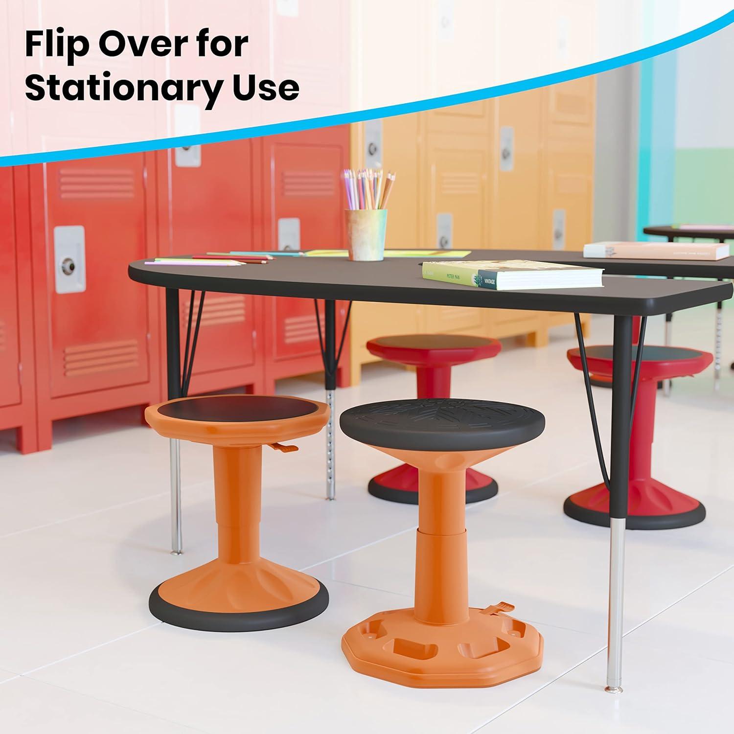 imageFlash Furniture Carter Adjustable Height Kids Active Stool Flexible Gray Stool for Classroom and Home NonSkid Bottom Rubberized Seat 14quot 18quot Seat HeightOrange