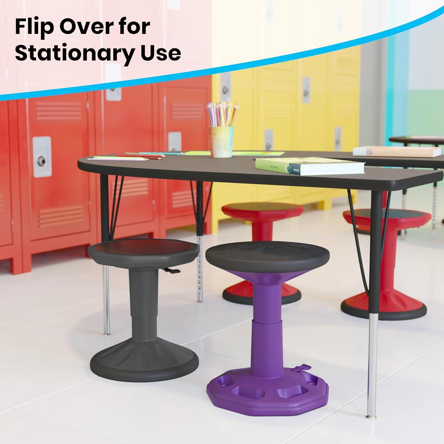 imageFlash Furniture Carter Adjustable Height Kids Active Stool Flexible Gray Stool for Classroom and Home NonSkid Bottom Rubberized Seat 14quot 18quot Seat HeightGrey