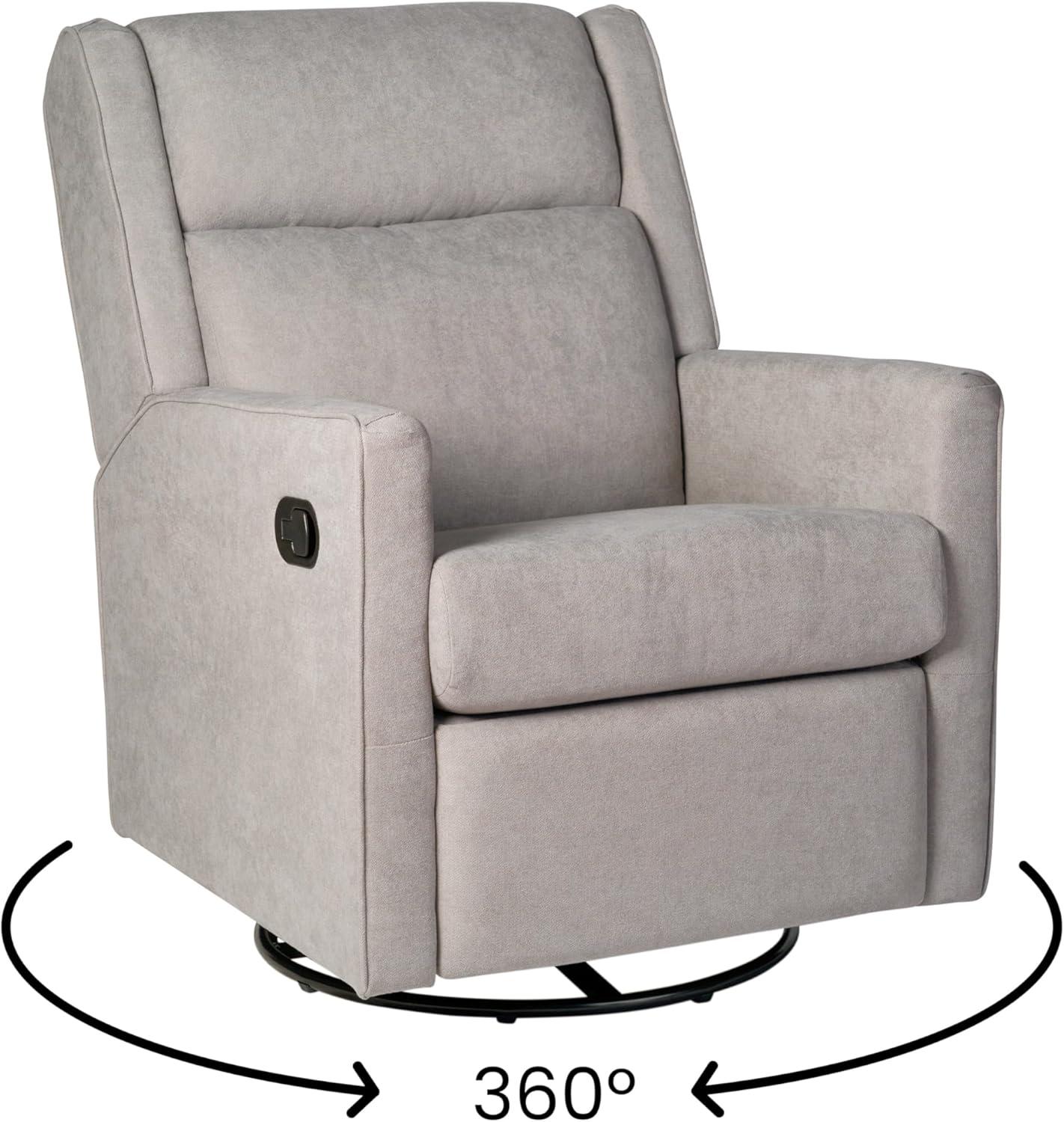 imageFlash Furniture Cash Swivel Glider Rocking Recliner Manual Recliner with 360 Degree Swivel for Living Room Bedroom or Nursery Fabric Upholstered Light GrayLight Gray