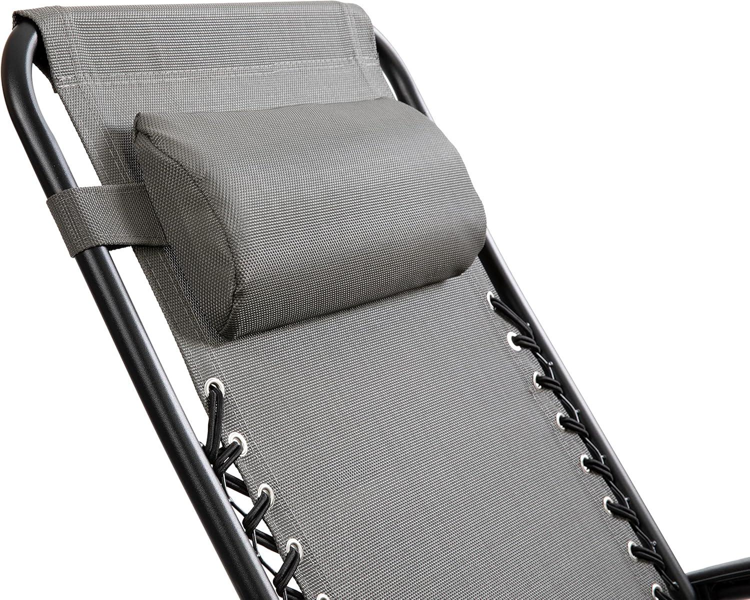 imageFlash Furniture Celestial Adjustable Folding Mesh Zero Gravity Reclining Lounge Chair with Pillow and Cup Holder Tray in Navy Set of 2Grey