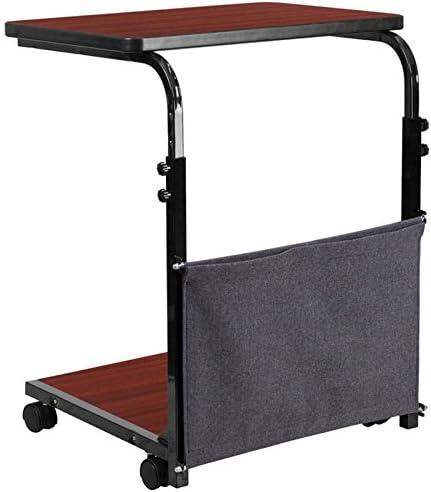 imageFlash Furniture Charger Mobile SitDown StandUp Mahogany Computer Ergonomic Desk with Removable Pouch Adjustable Range 27 465