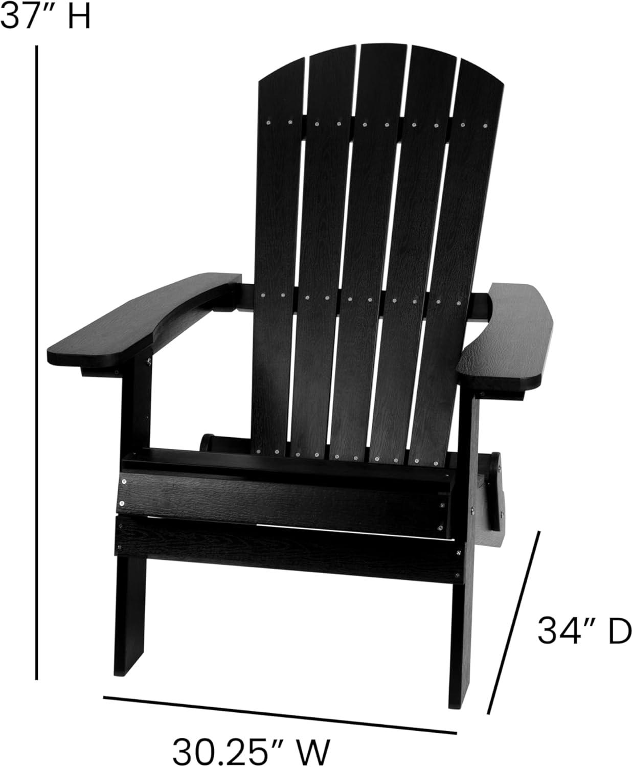 imageFlash Furniture Charlestown Commercial Folding Adirondack Chair Mahogany Poly Resin IndoorOutdoor Weather ResistantBlack