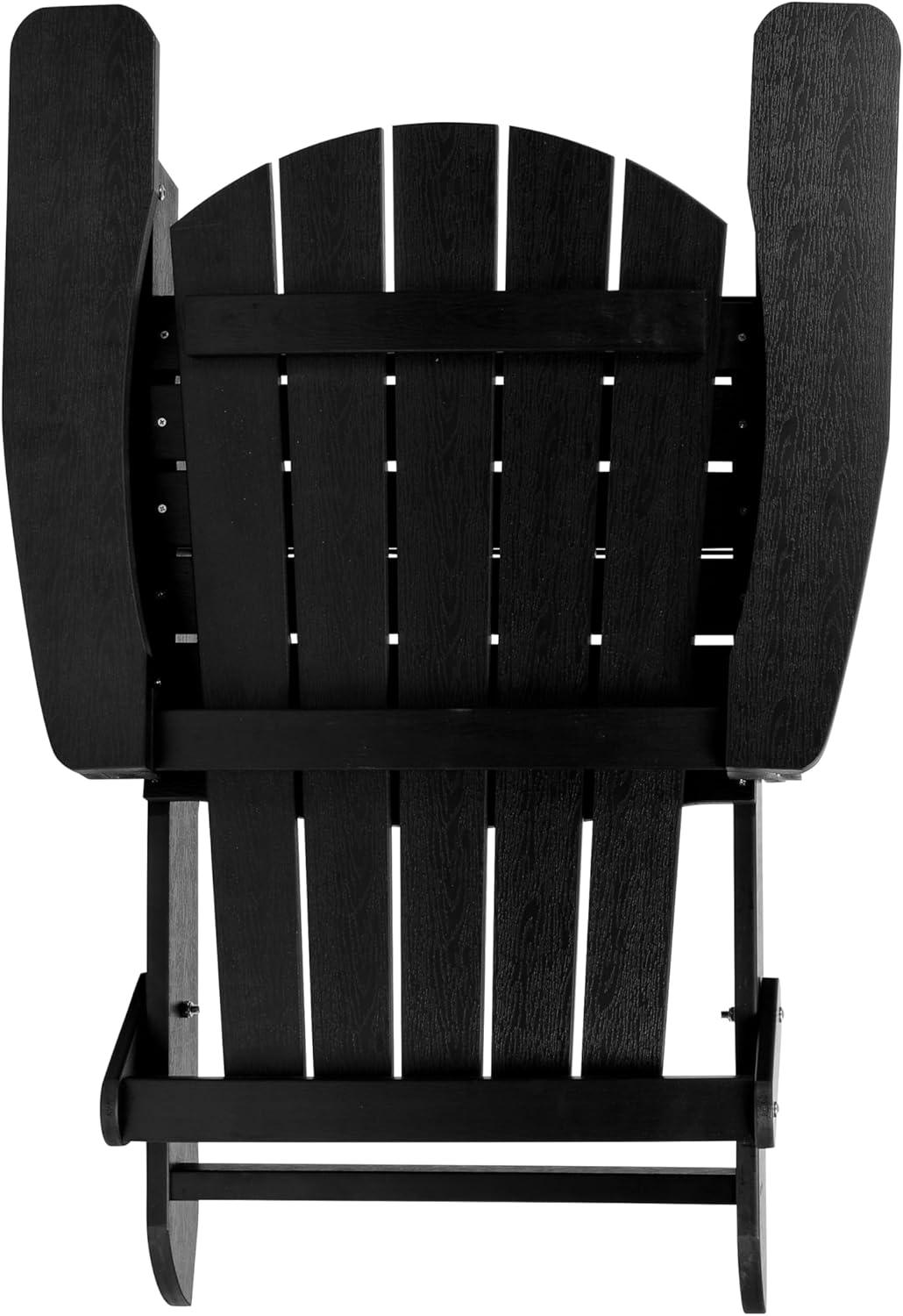 imageFlash Furniture Charlestown Commercial Folding Adirondack Chair Mahogany Poly Resin IndoorOutdoor Weather ResistantBlack
