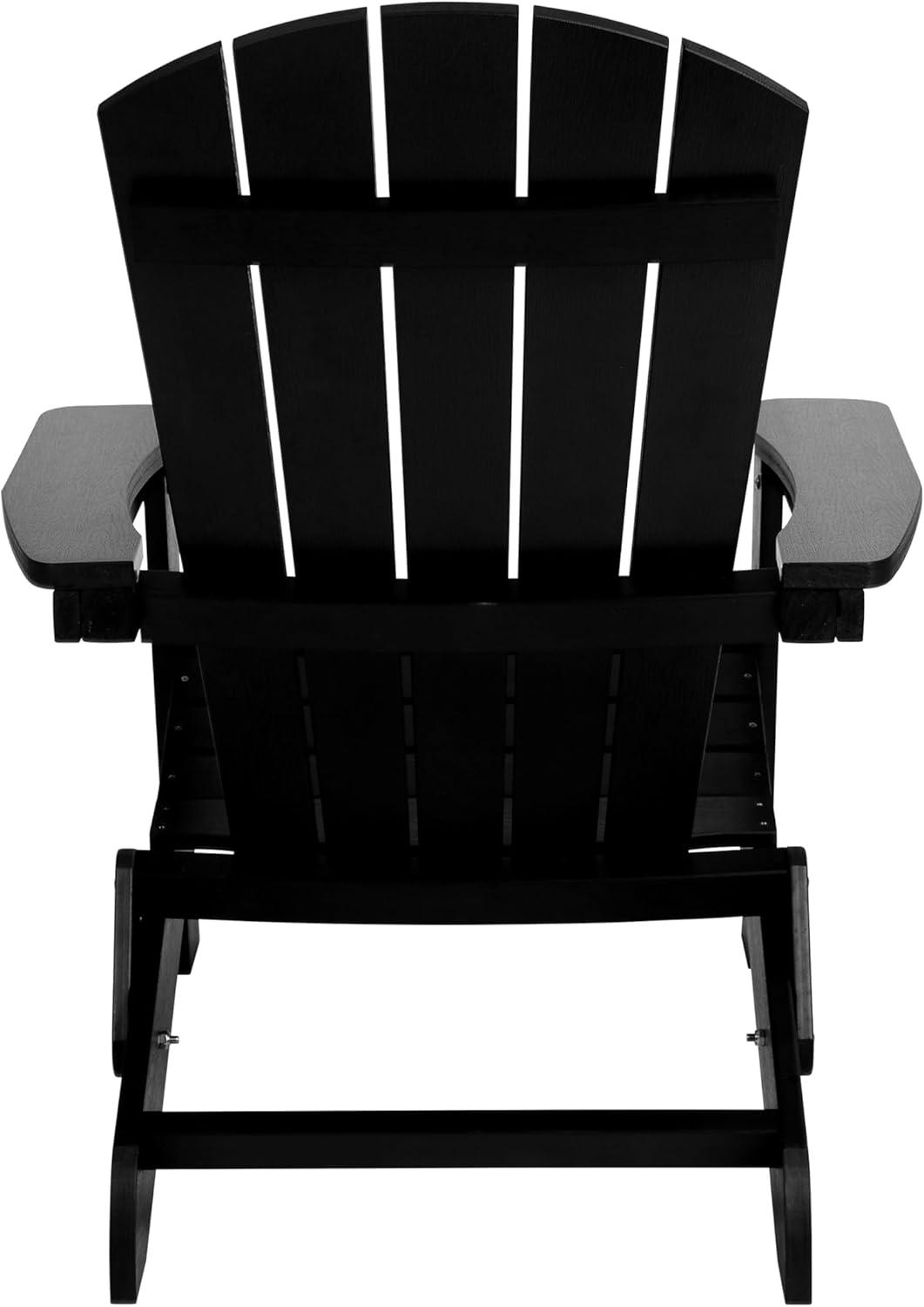 imageFlash Furniture Charlestown Commercial Folding Adirondack Chair Mahogany Poly Resin IndoorOutdoor Weather ResistantBlack