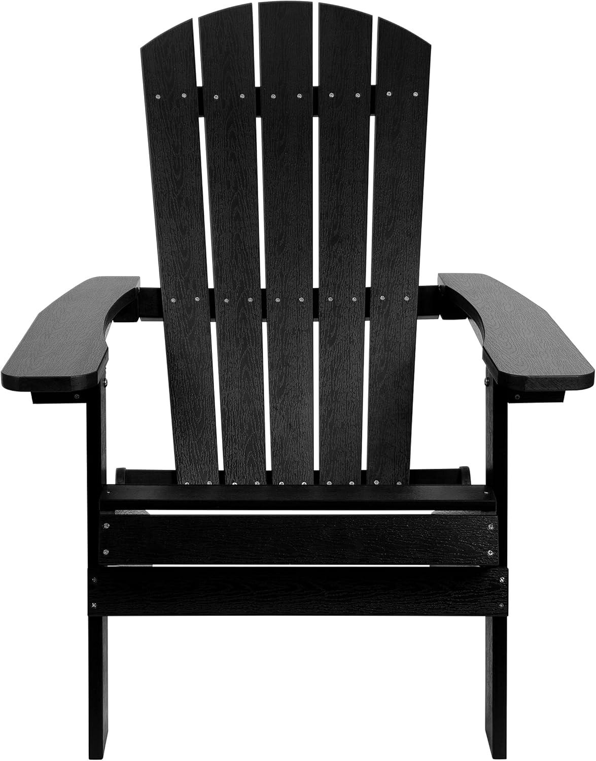 imageFlash Furniture Charlestown Commercial Folding Adirondack Chair Mahogany Poly Resin IndoorOutdoor Weather ResistantBlack