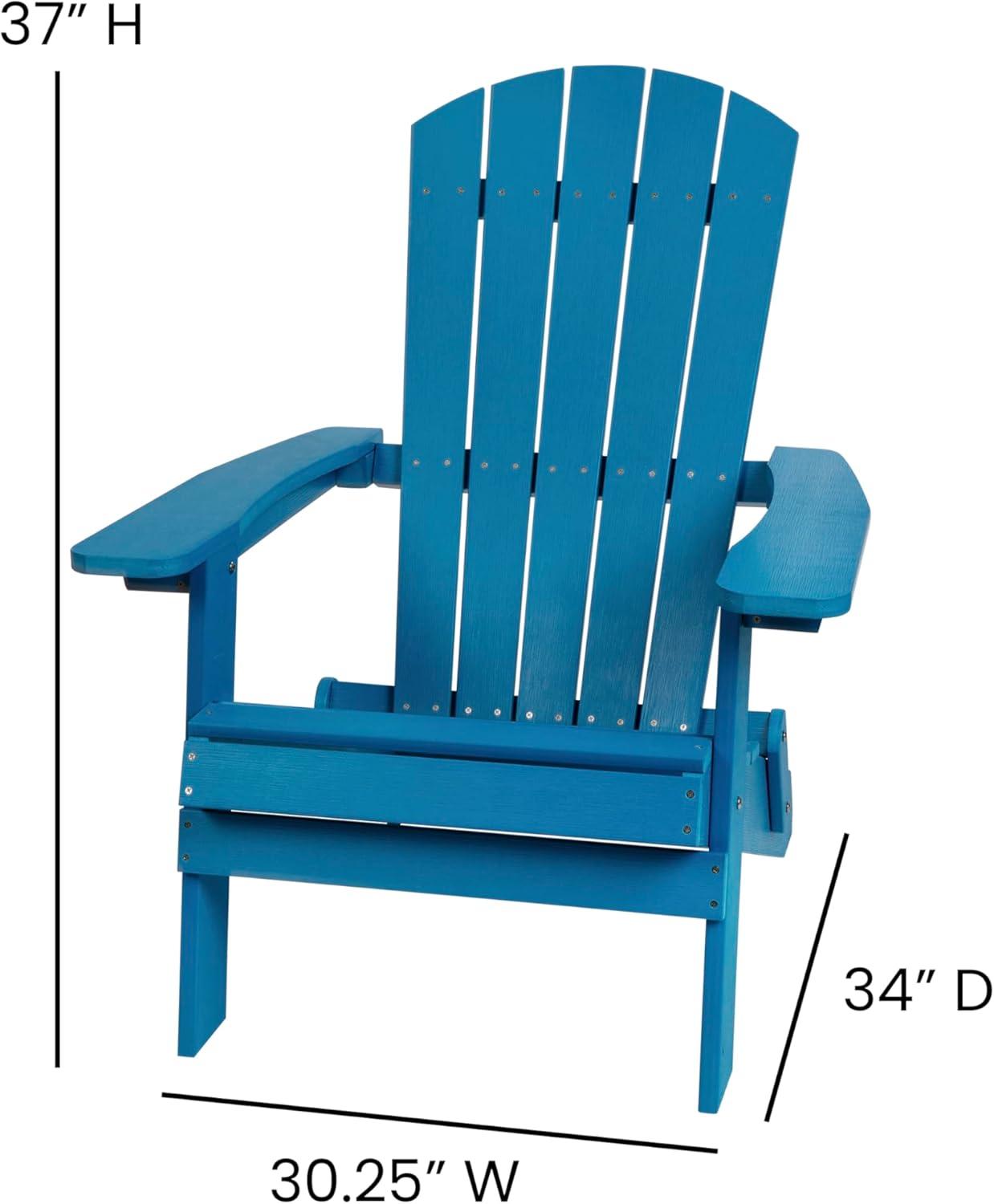 imageFlash Furniture Charlestown Commercial Folding Adirondack Chair Mahogany Poly Resin IndoorOutdoor Weather ResistantBlue