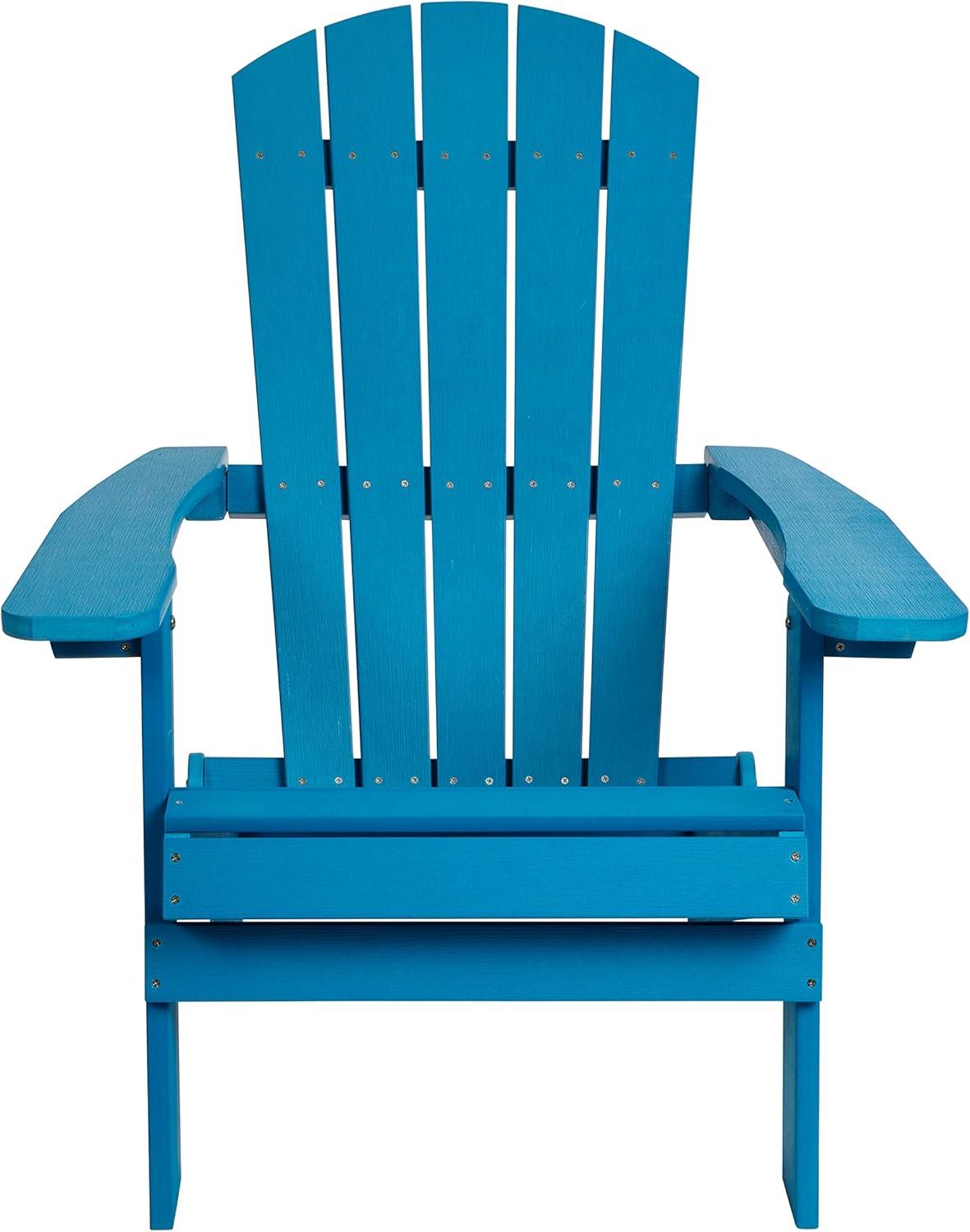 imageFlash Furniture Charlestown Commercial Folding Adirondack Chair Mahogany Poly Resin IndoorOutdoor Weather ResistantBlue