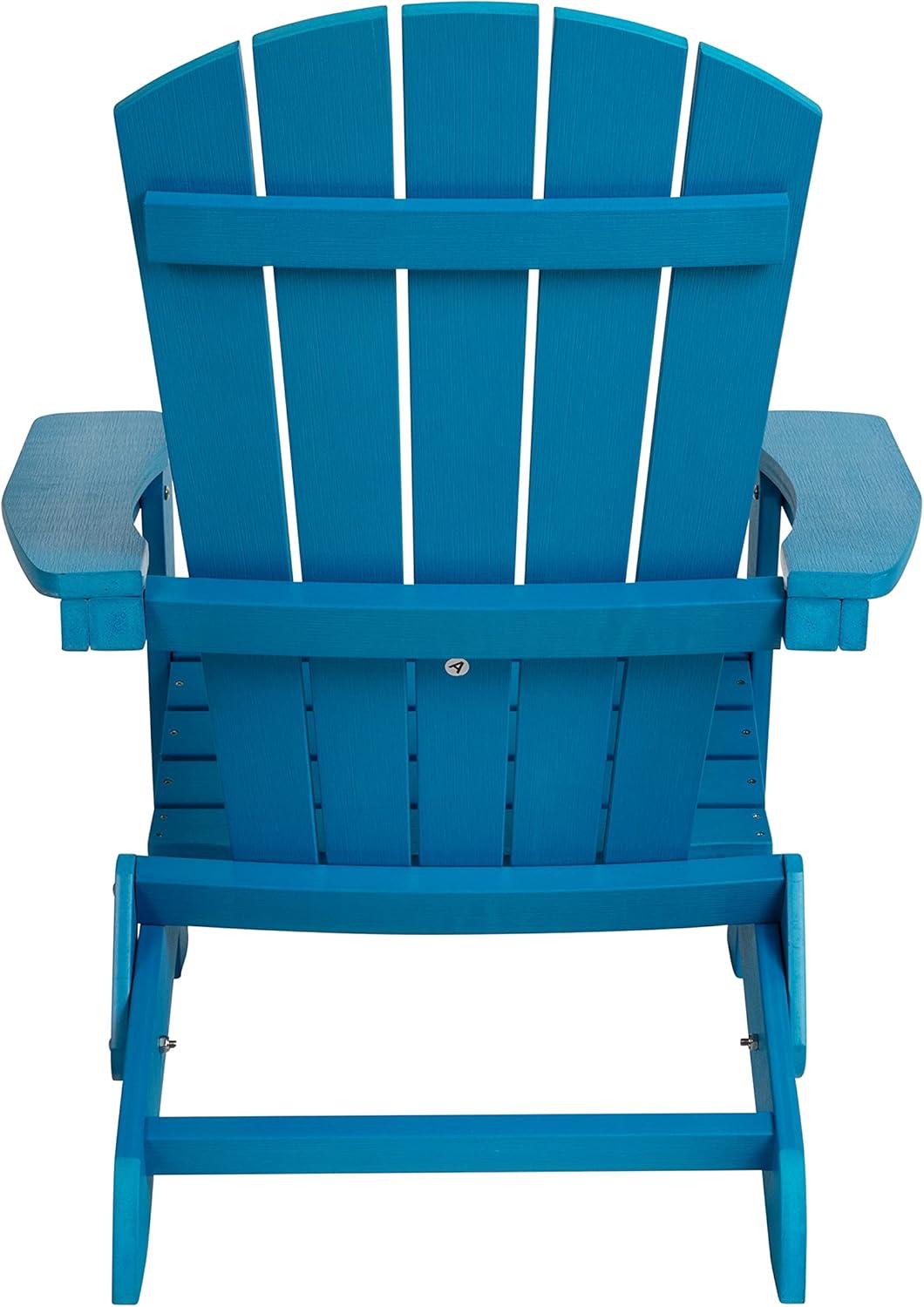 imageFlash Furniture Charlestown Commercial Folding Adirondack Chair Mahogany Poly Resin IndoorOutdoor Weather ResistantBlue
