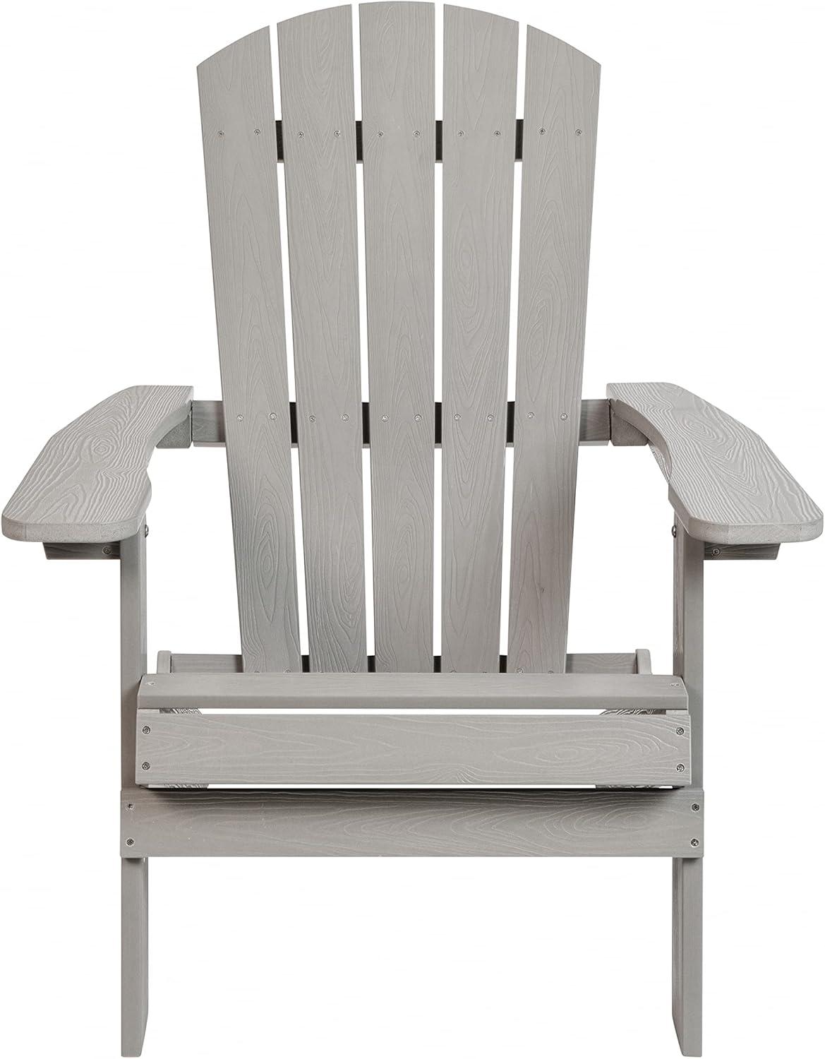 imageFlash Furniture Charlestown Commercial Folding Adirondack Chair Mahogany Poly Resin IndoorOutdoor Weather ResistantGrey