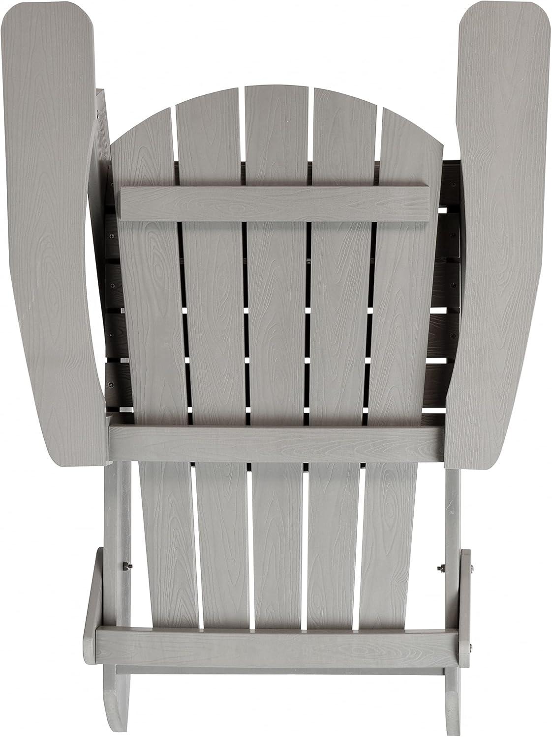 imageFlash Furniture Charlestown Commercial Folding Adirondack Chair Mahogany Poly Resin IndoorOutdoor Weather ResistantGrey