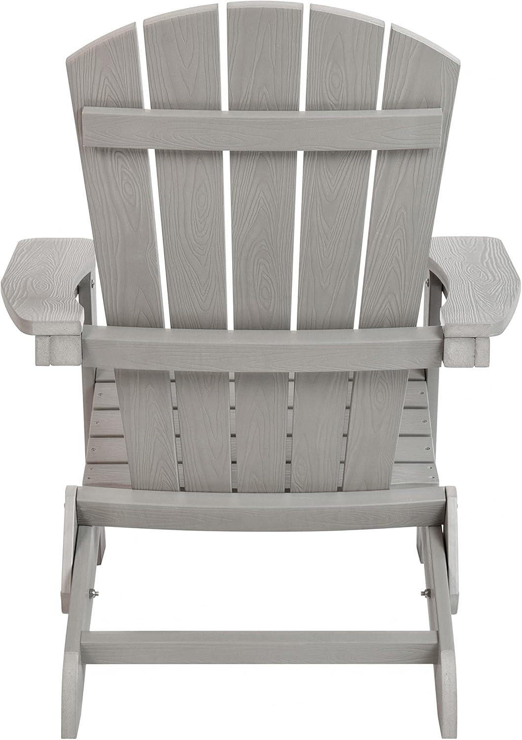 imageFlash Furniture Charlestown Commercial Folding Adirondack Chair Mahogany Poly Resin IndoorOutdoor Weather ResistantGrey