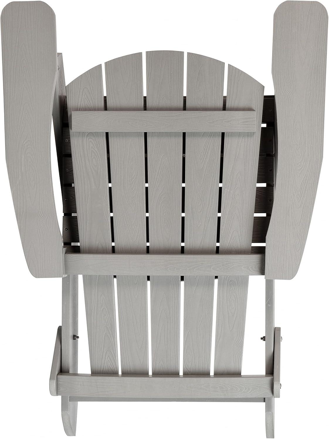 imageFlash Furniture Charlestown Commercial Folding Adirondack Chair Mahogany Poly Resin IndoorOutdoor Weather ResistantGrey