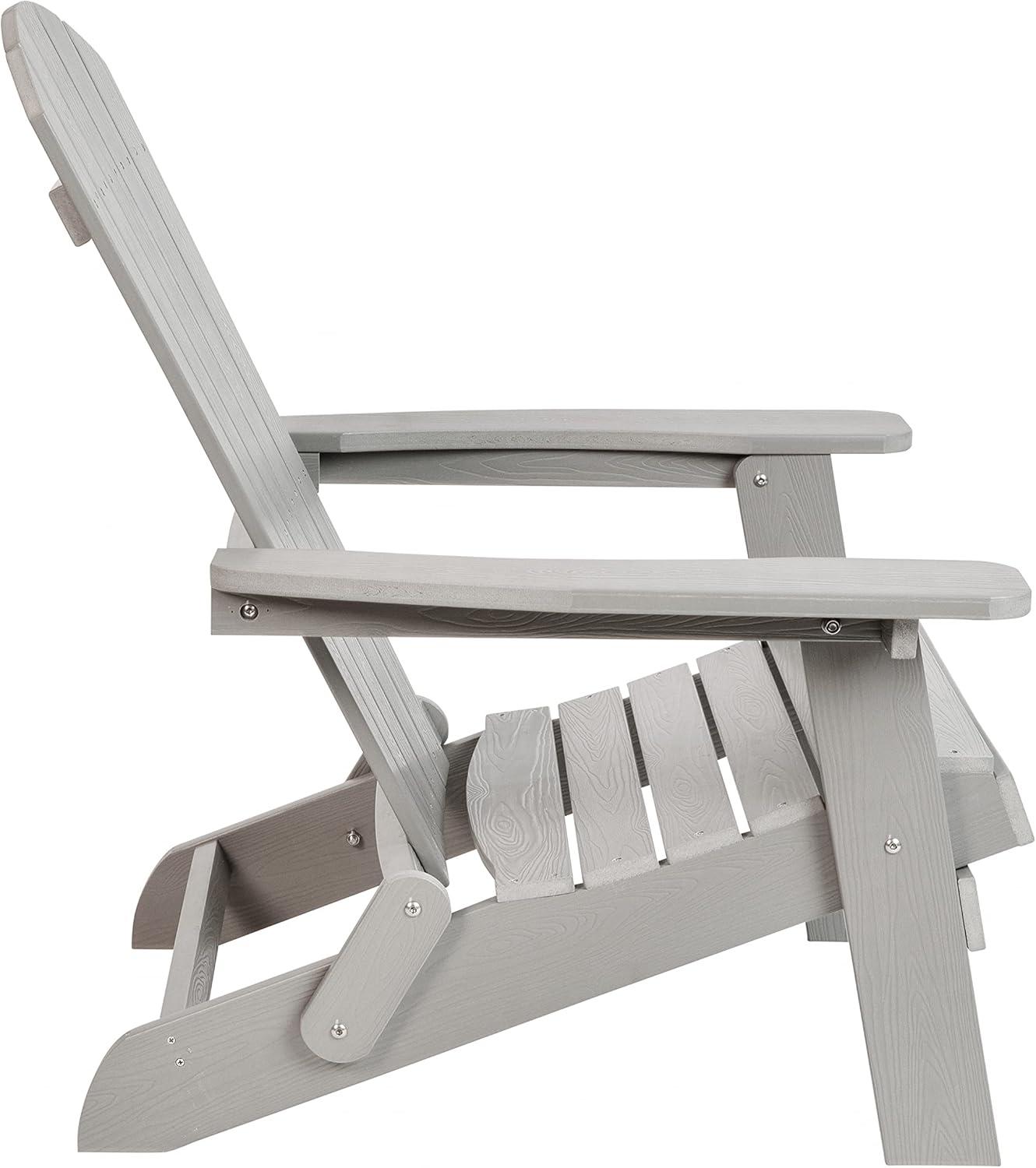 imageFlash Furniture Charlestown Commercial Folding Adirondack Chair Mahogany Poly Resin IndoorOutdoor Weather ResistantGrey
