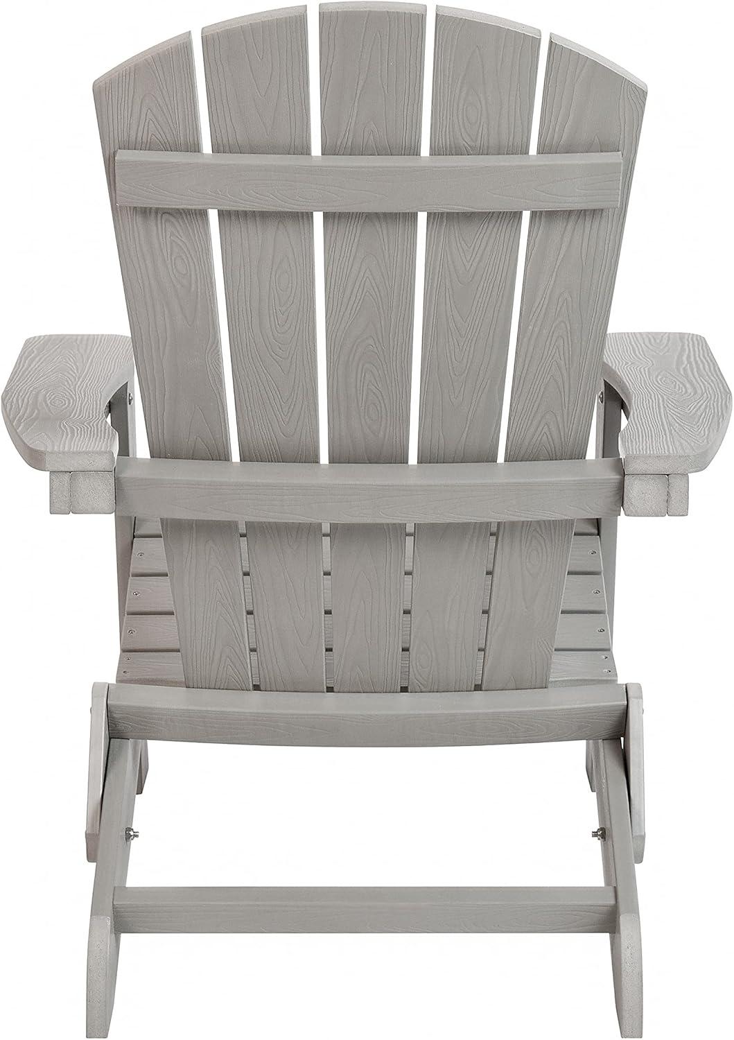 imageFlash Furniture Charlestown Commercial Folding Adirondack Chair Mahogany Poly Resin IndoorOutdoor Weather ResistantGrey