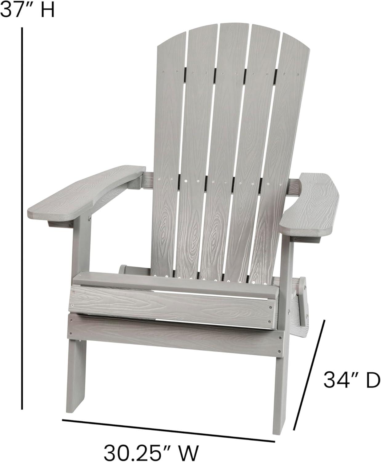 imageFlash Furniture Charlestown Commercial Folding Adirondack Chair Mahogany Poly Resin IndoorOutdoor Weather ResistantGrey