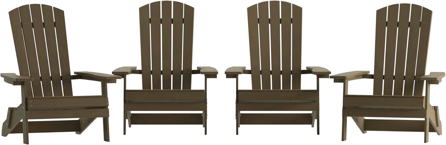 imageFlash Furniture Charlestown Commercial Folding Adirondack Chair Mahogany Poly Resin IndoorOutdoor Weather ResistantMahogany
