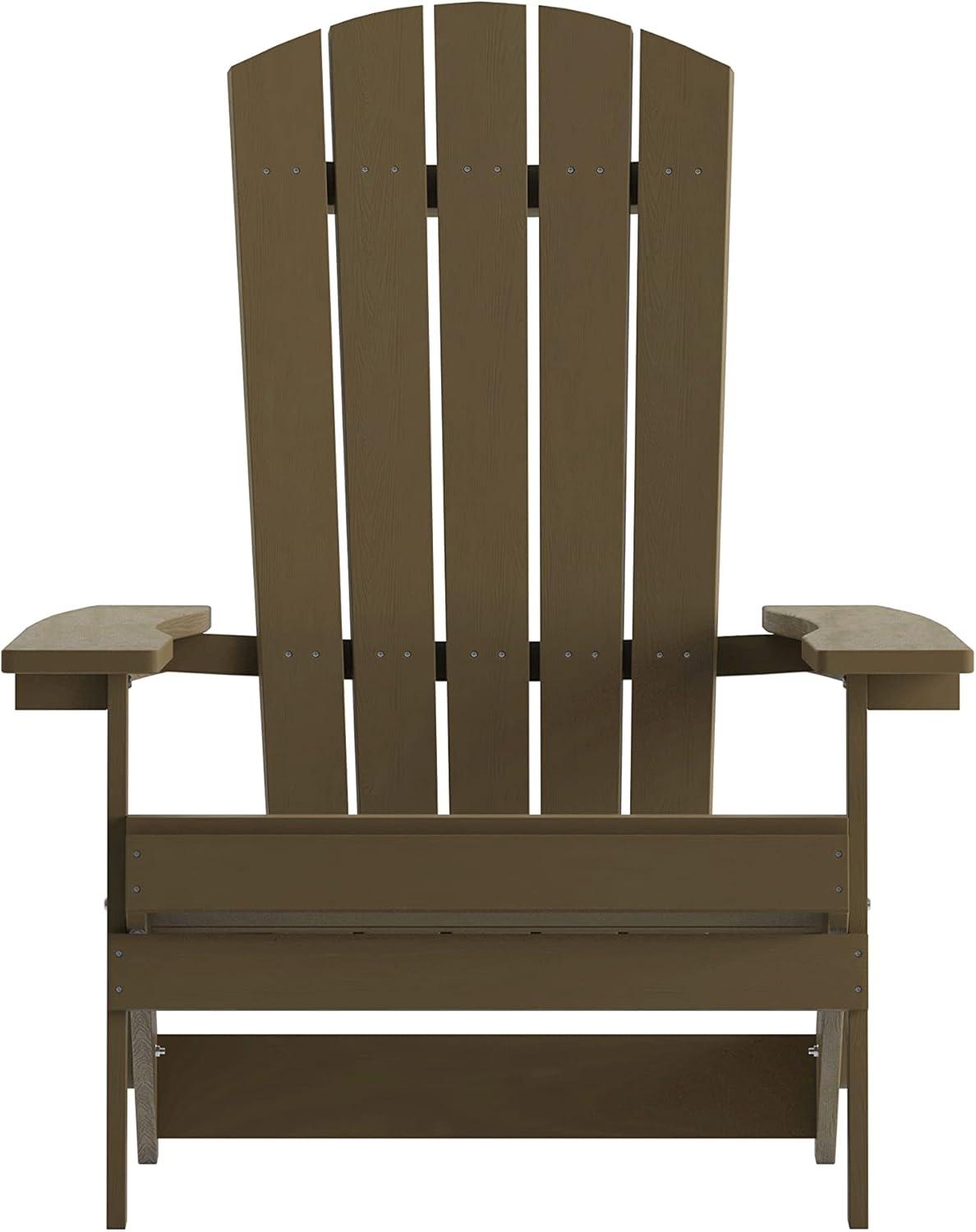 imageFlash Furniture Charlestown Commercial Folding Adirondack Chair Mahogany Poly Resin IndoorOutdoor Weather ResistantMahogany