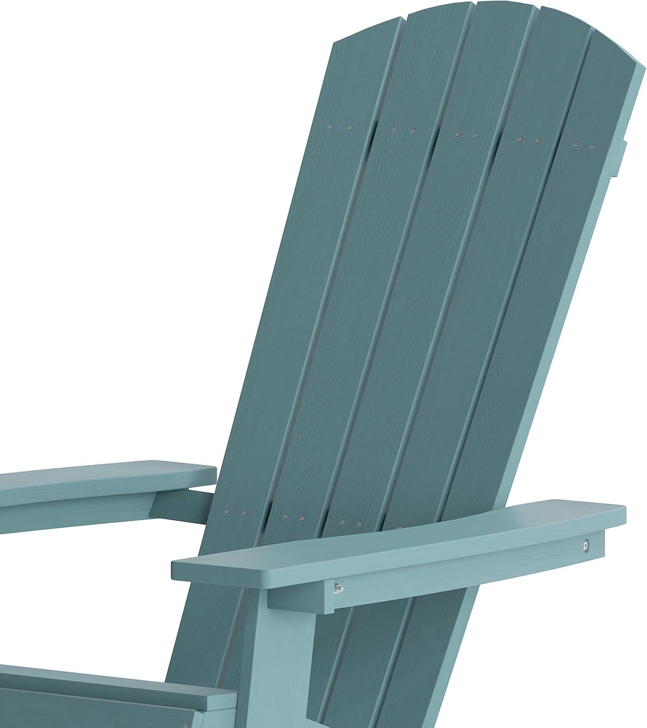 imageFlash Furniture Charlestown Commercial Folding Adirondack Chair Mahogany Poly Resin IndoorOutdoor Weather ResistantSea Foam