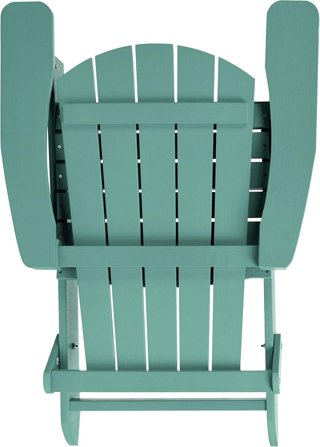 imageFlash Furniture Charlestown Commercial Folding Adirondack Chair Mahogany Poly Resin IndoorOutdoor Weather ResistantSea Foam