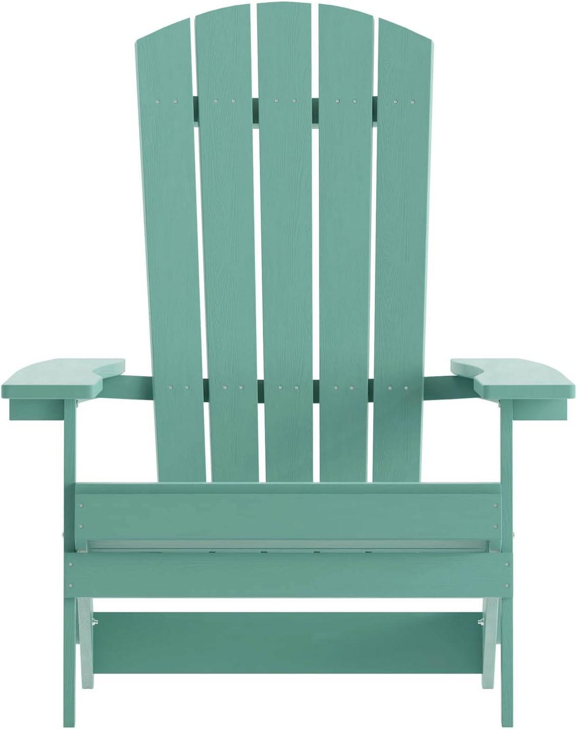 imageFlash Furniture Charlestown Commercial Folding Adirondack Chair Mahogany Poly Resin IndoorOutdoor Weather ResistantSea Foam