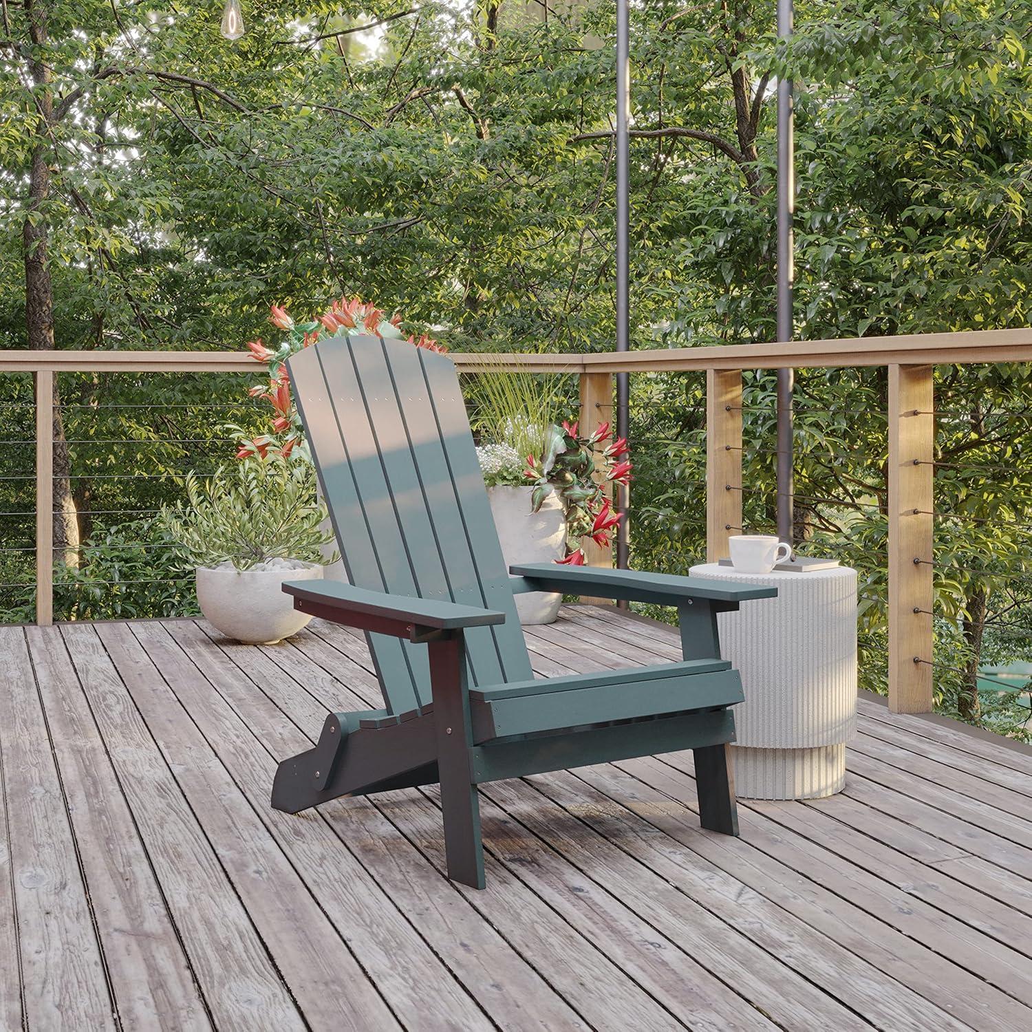 imageFlash Furniture Charlestown Commercial Folding Adirondack Chair Mahogany Poly Resin IndoorOutdoor Weather ResistantSea Foam