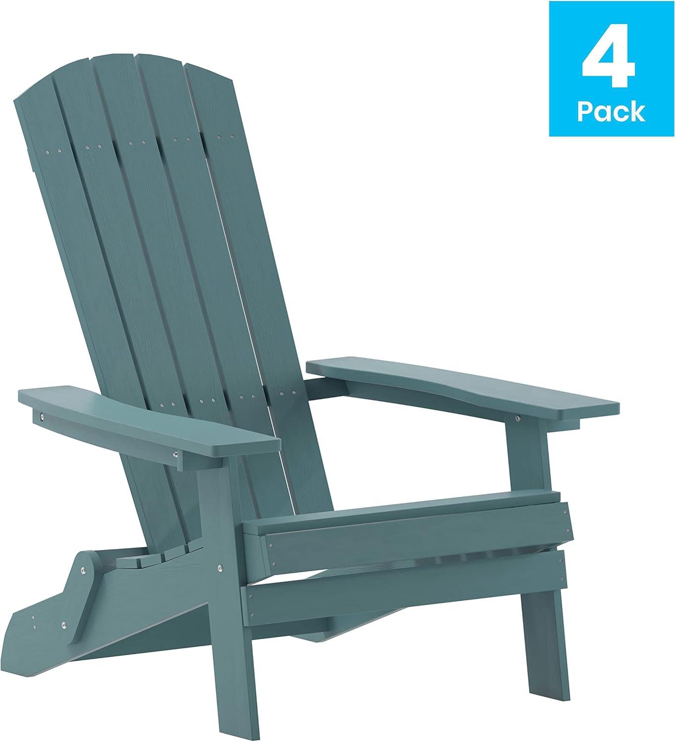 imageFlash Furniture Charlestown Commercial Folding Adirondack Chair Mahogany Poly Resin IndoorOutdoor Weather ResistantSea Foam