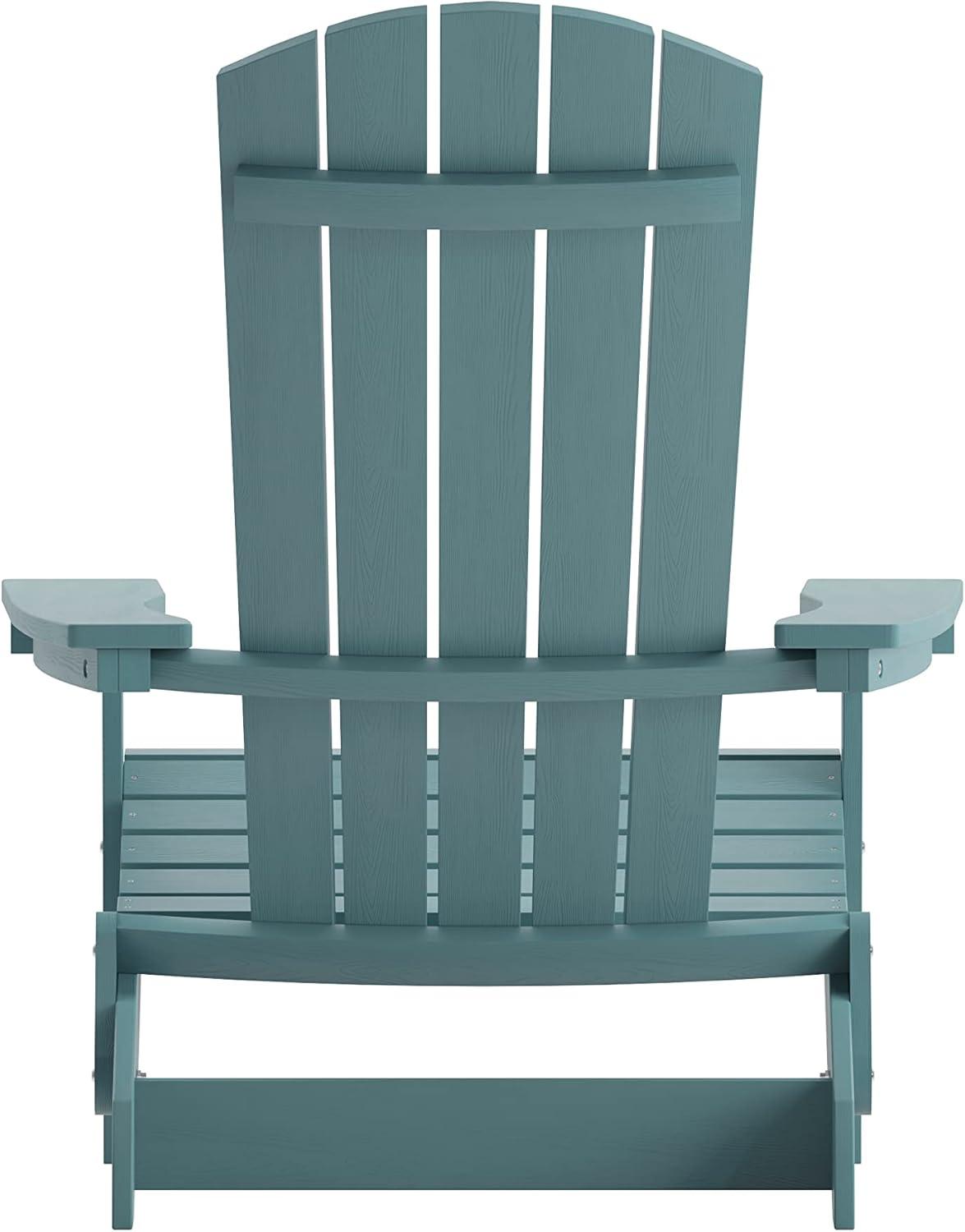 imageFlash Furniture Charlestown Commercial Folding Adirondack Chair Mahogany Poly Resin IndoorOutdoor Weather ResistantSea Foam