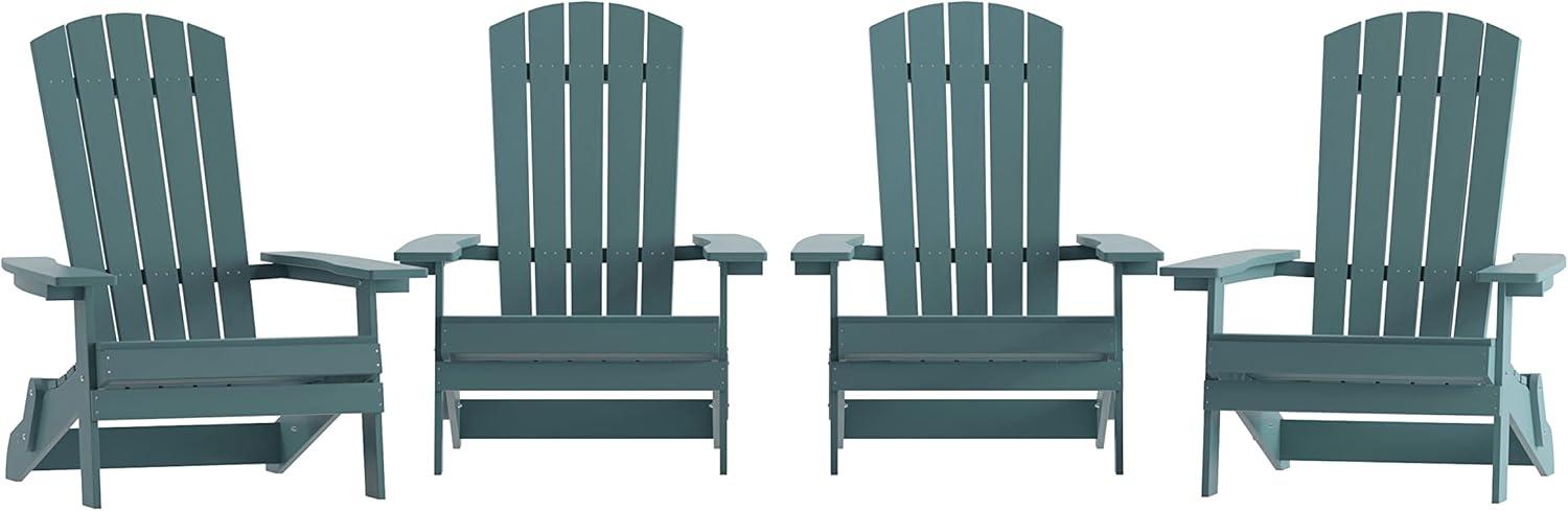 imageFlash Furniture Charlestown Commercial Folding Adirondack Chair Mahogany Poly Resin IndoorOutdoor Weather ResistantSea Foam
