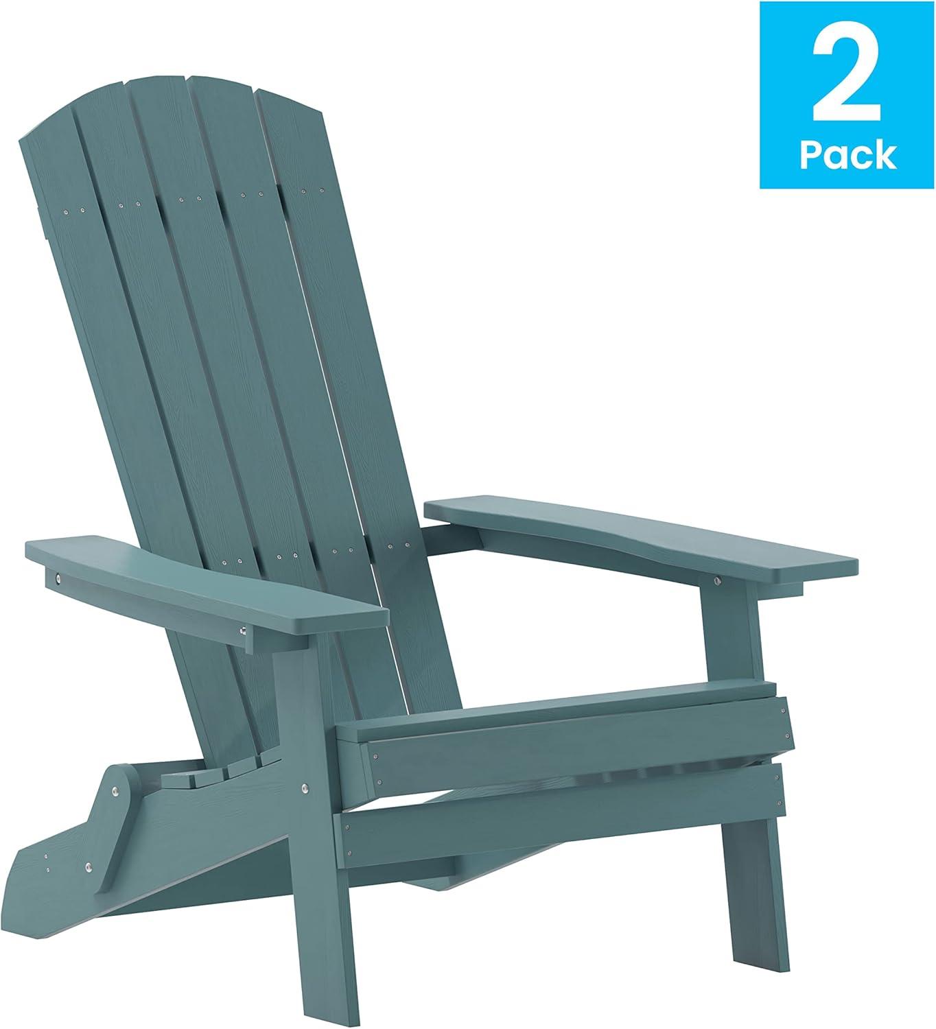 imageFlash Furniture Charlestown Commercial Folding Adirondack Chair Mahogany Poly Resin IndoorOutdoor Weather ResistantSea Foam
