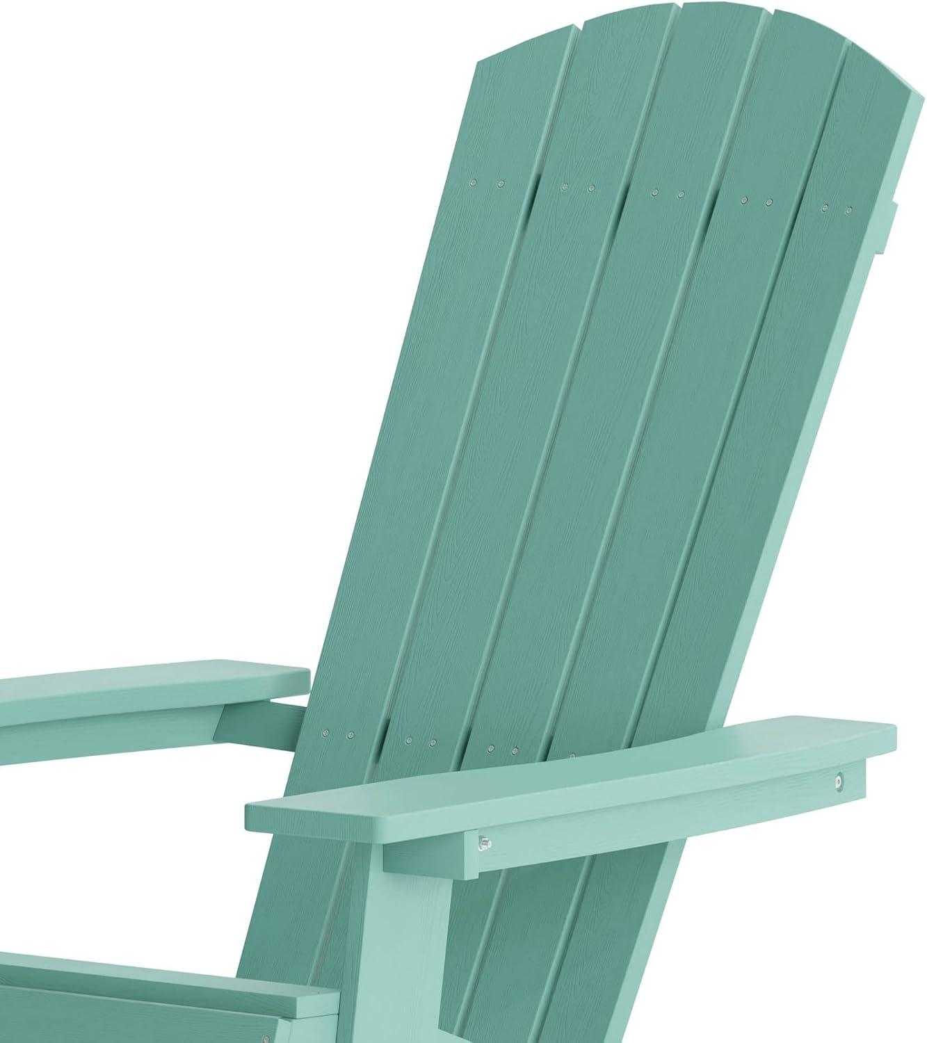 imageFlash Furniture Charlestown Commercial Folding Adirondack Chair Mahogany Poly Resin IndoorOutdoor Weather ResistantSea Foam