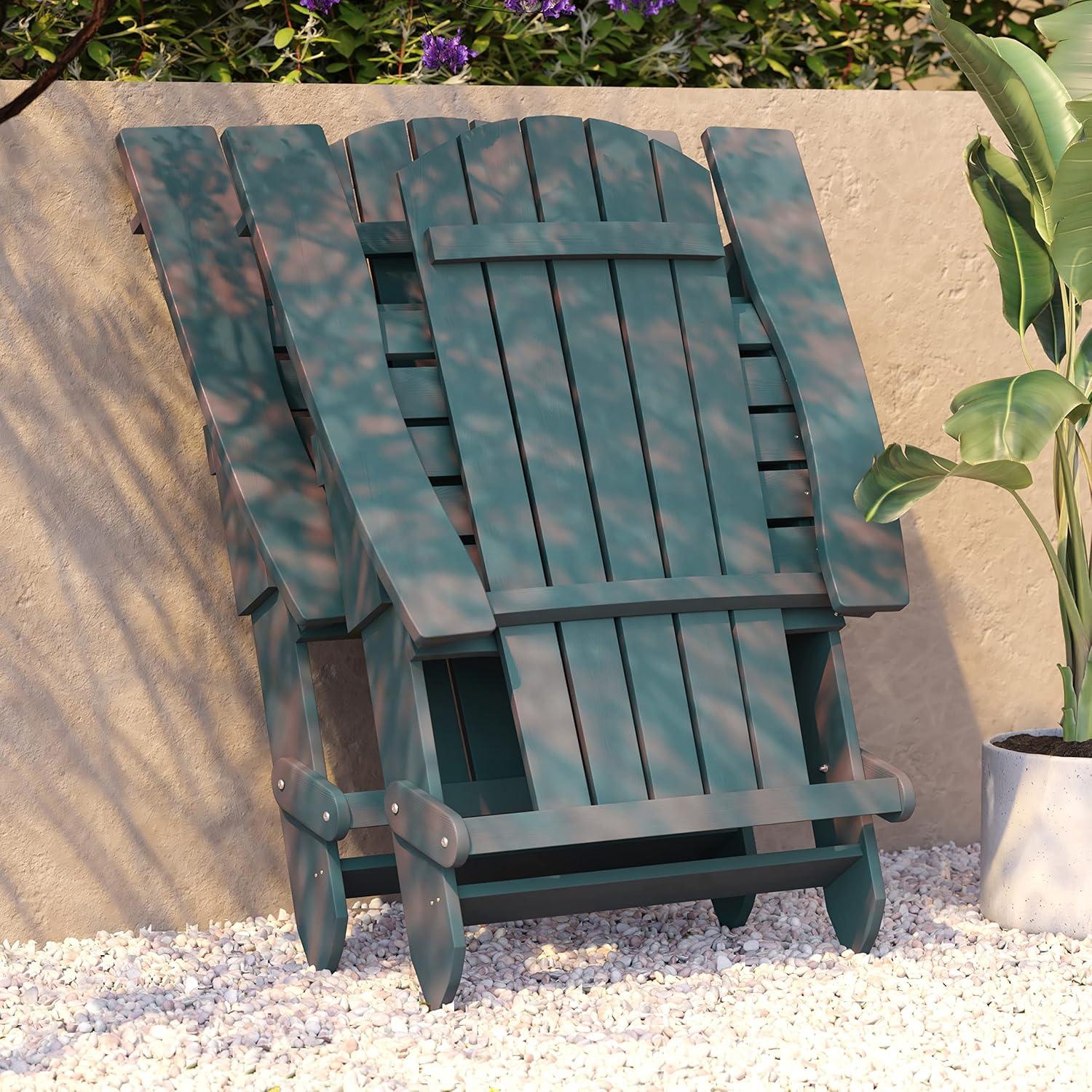 imageFlash Furniture Charlestown Commercial Folding Adirondack Chair Mahogany Poly Resin IndoorOutdoor Weather ResistantSea Foam