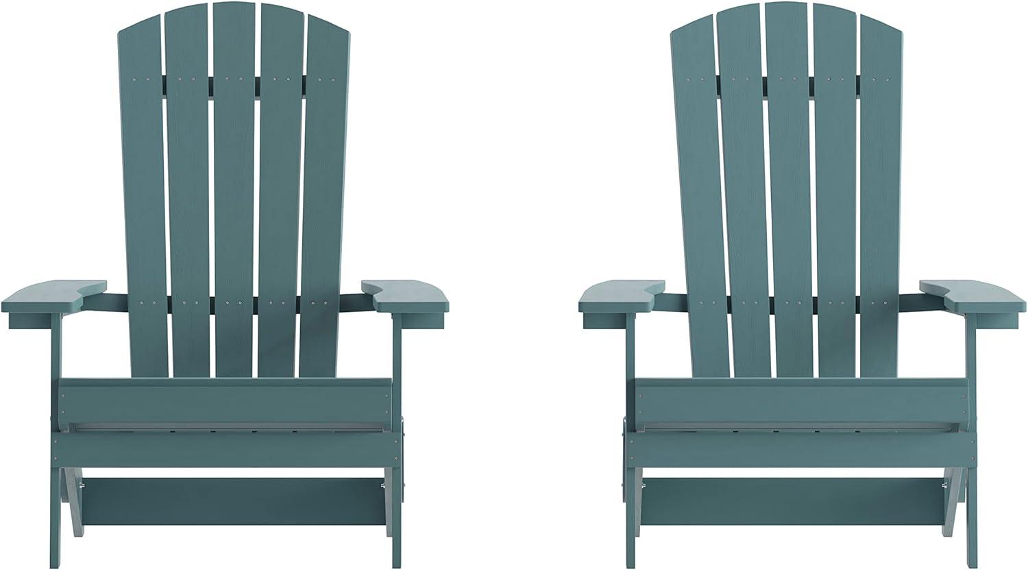imageFlash Furniture Charlestown Commercial Folding Adirondack Chair Mahogany Poly Resin IndoorOutdoor Weather ResistantSea Foam