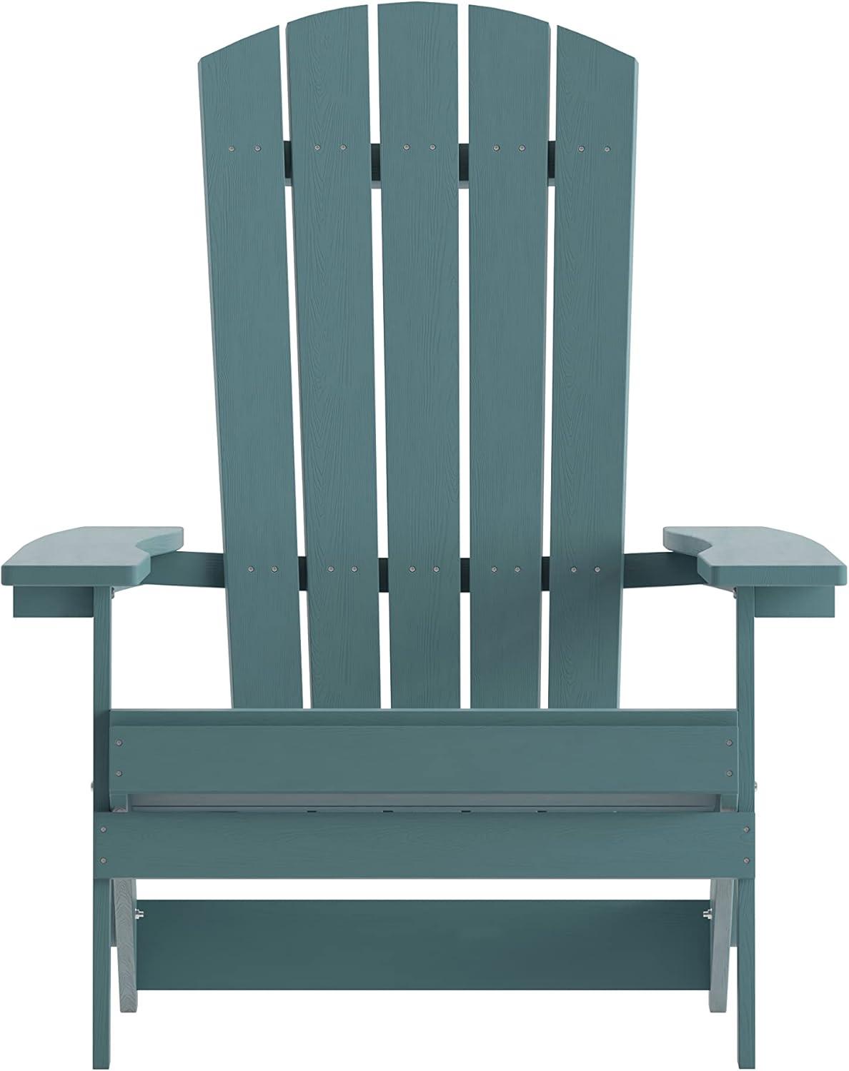 imageFlash Furniture Charlestown Commercial Folding Adirondack Chair Mahogany Poly Resin IndoorOutdoor Weather ResistantSea Foam