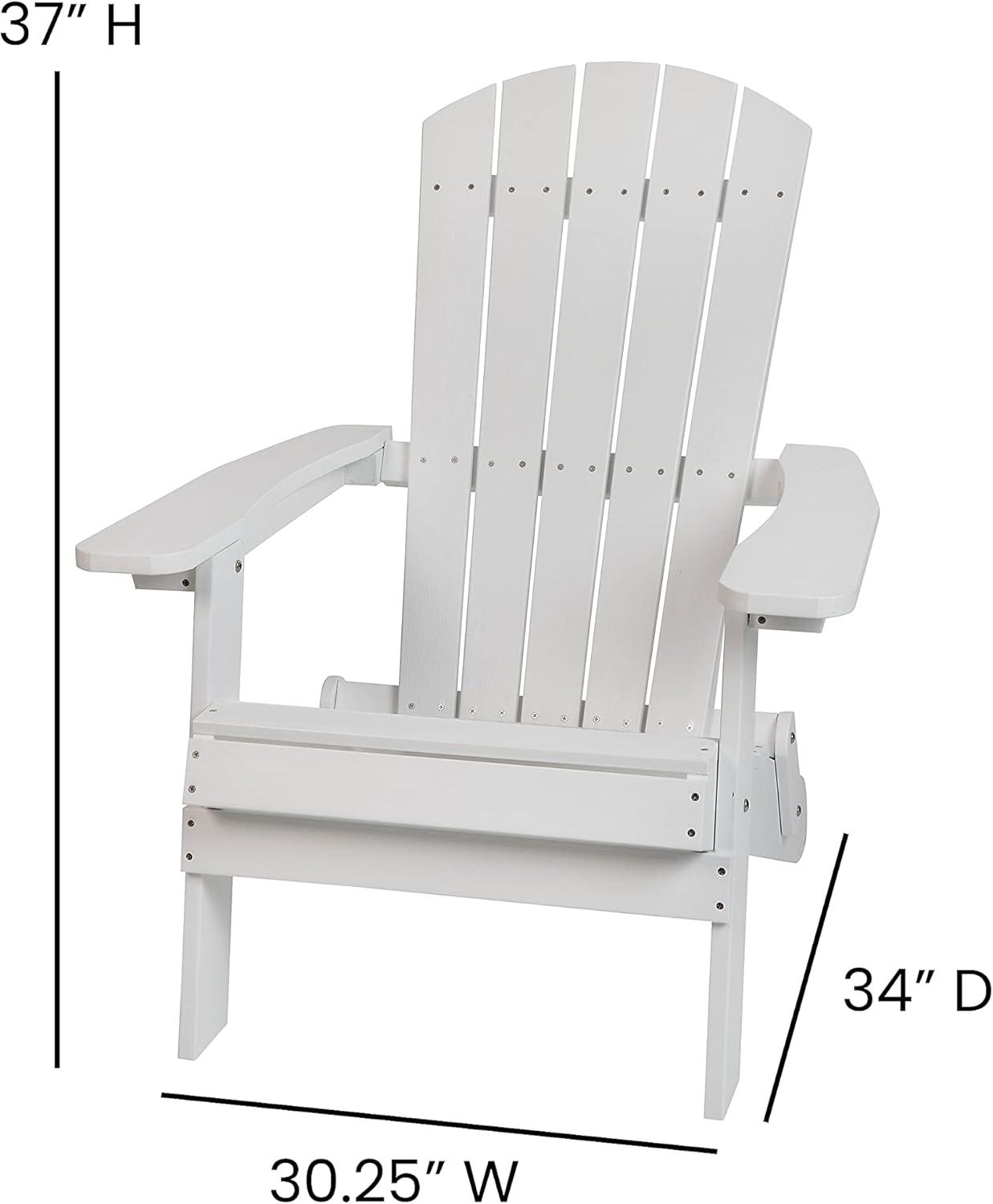 imageFlash Furniture Charlestown Commercial Folding Adirondack Chair Mahogany Poly Resin IndoorOutdoor Weather ResistantWhite