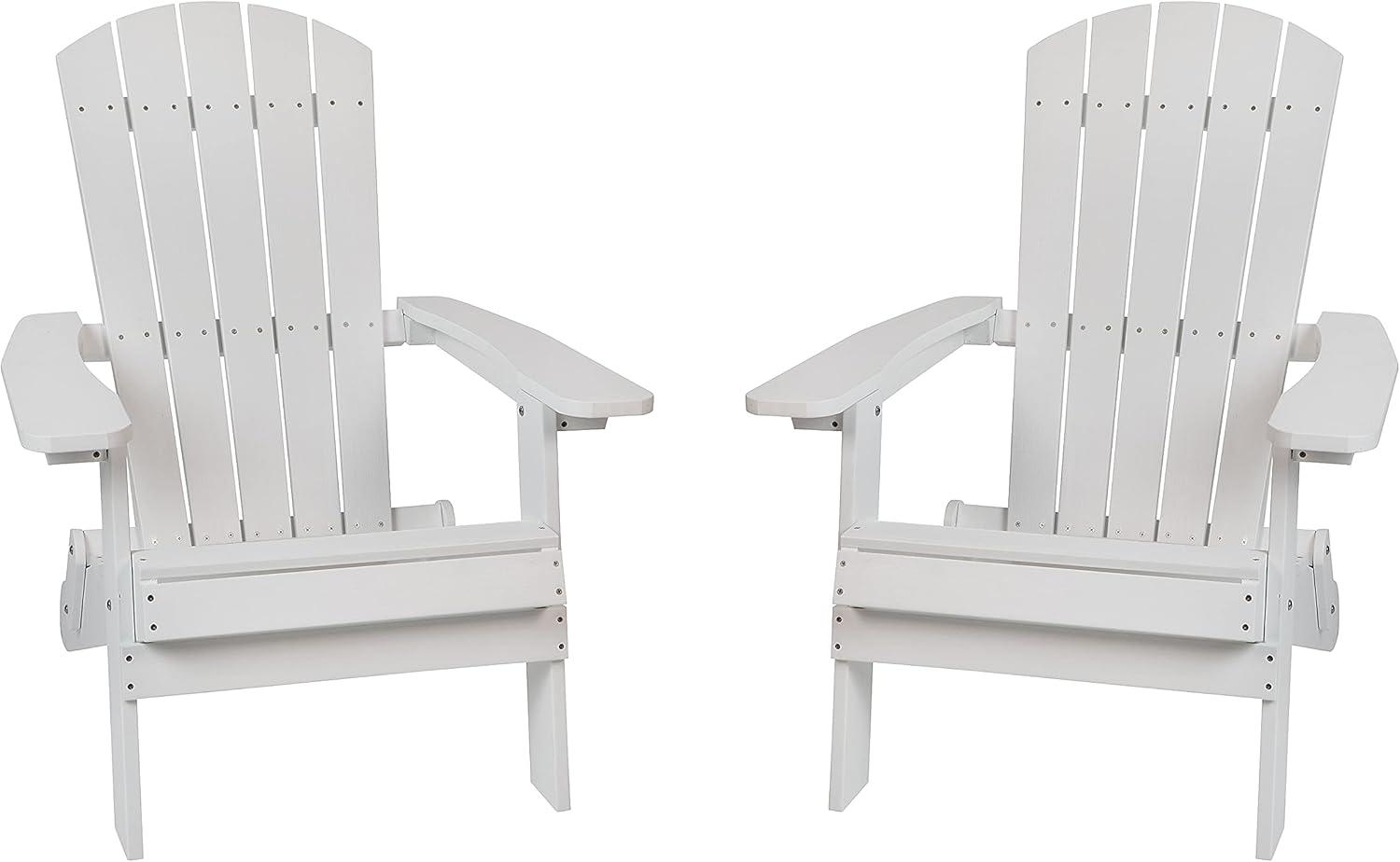 imageFlash Furniture Charlestown Commercial Folding Adirondack Chair Mahogany Poly Resin IndoorOutdoor Weather ResistantWhite