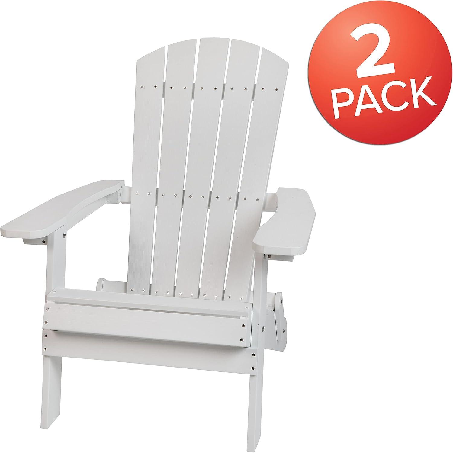 imageFlash Furniture Charlestown Commercial Folding Adirondack Chair Mahogany Poly Resin IndoorOutdoor Weather ResistantWhite
