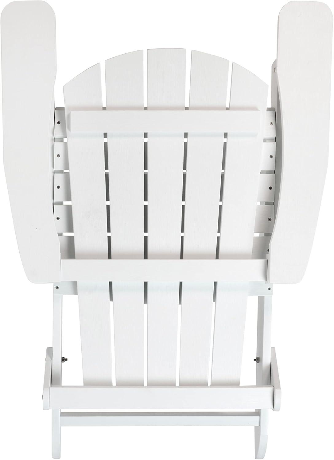imageFlash Furniture Charlestown Commercial Folding Adirondack Chair Mahogany Poly Resin IndoorOutdoor Weather ResistantWhite