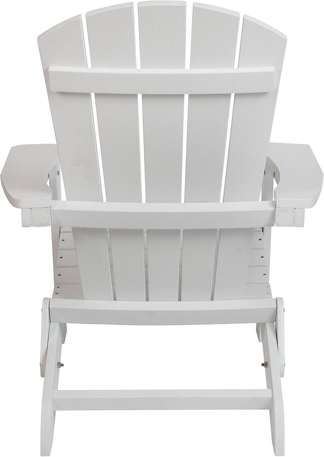 imageFlash Furniture Charlestown Commercial Folding Adirondack Chair Mahogany Poly Resin IndoorOutdoor Weather ResistantWhite