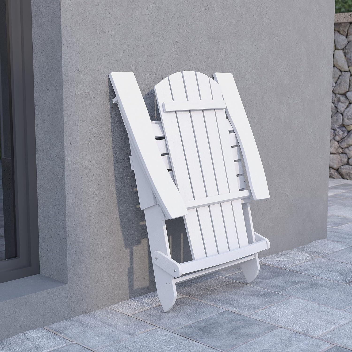imageFlash Furniture Charlestown Commercial Folding Adirondack Chair Mahogany Poly Resin IndoorOutdoor Weather ResistantWhite