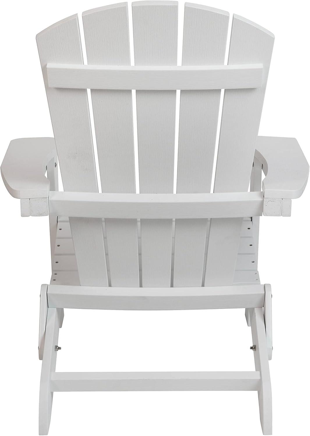 imageFlash Furniture Charlestown Commercial Folding Adirondack Chair Mahogany Poly Resin IndoorOutdoor Weather ResistantWhite